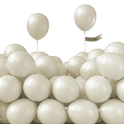 PartyWoo White Sand Balloons, 120 Pcs 5 Inch Boho White Balloons, Sand