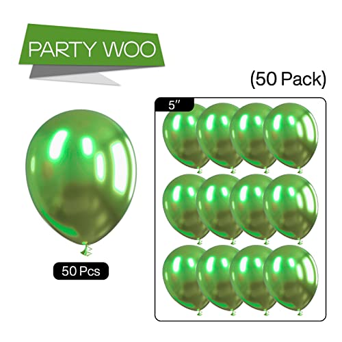 PartyWoo Metallic Apple Green Balloons, 50 Pcs 5 Inch Green Metallic B