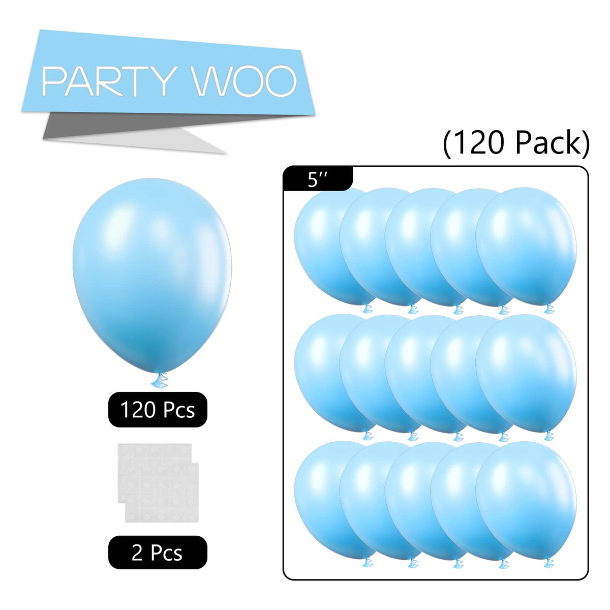 Partywoo Light Blue Balloons, 120 Pcs 5 Inch Matte Blue Balloons, Blue