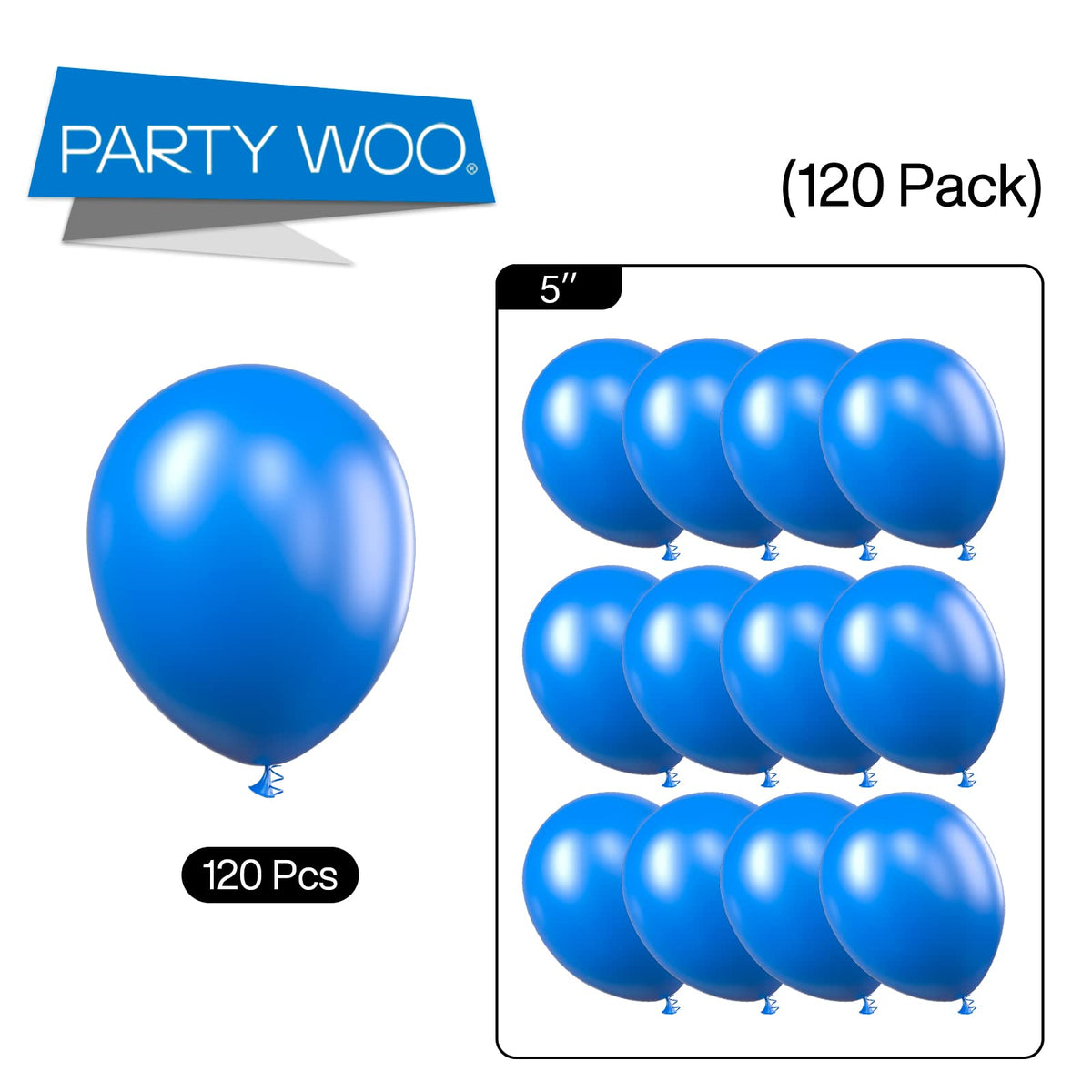 Partywoo Royal Blue Balloons 120 Pcs 5 Inch Dark Blue Balloons Blue