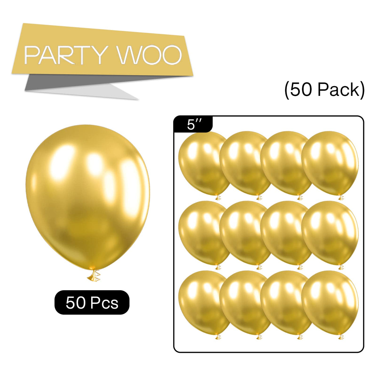 Partywoo Metallic Gold Balloons 50 Pcs 5 Inch Gold Metallic Balloons