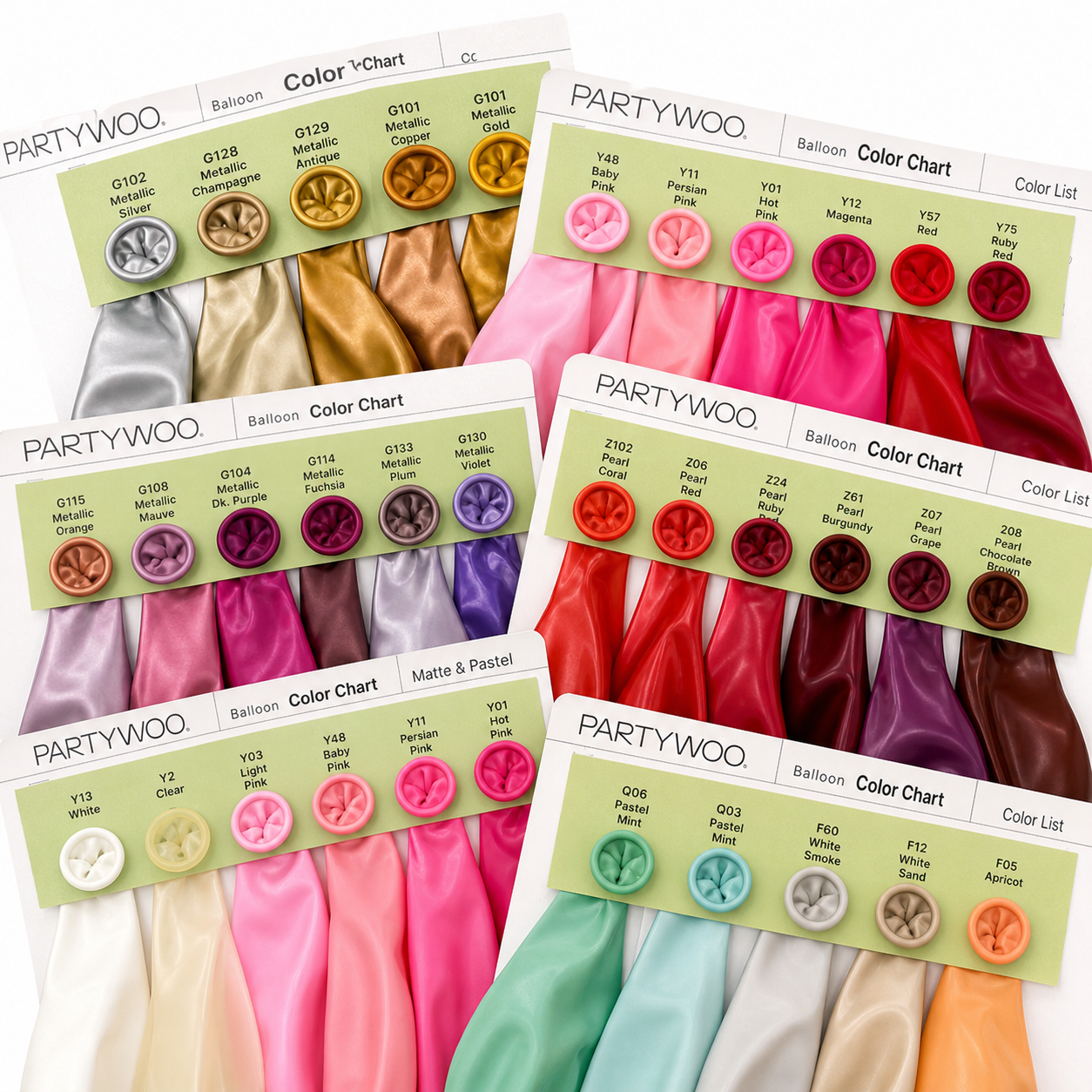PartyWoo Latex Balloon Color Swatch Book