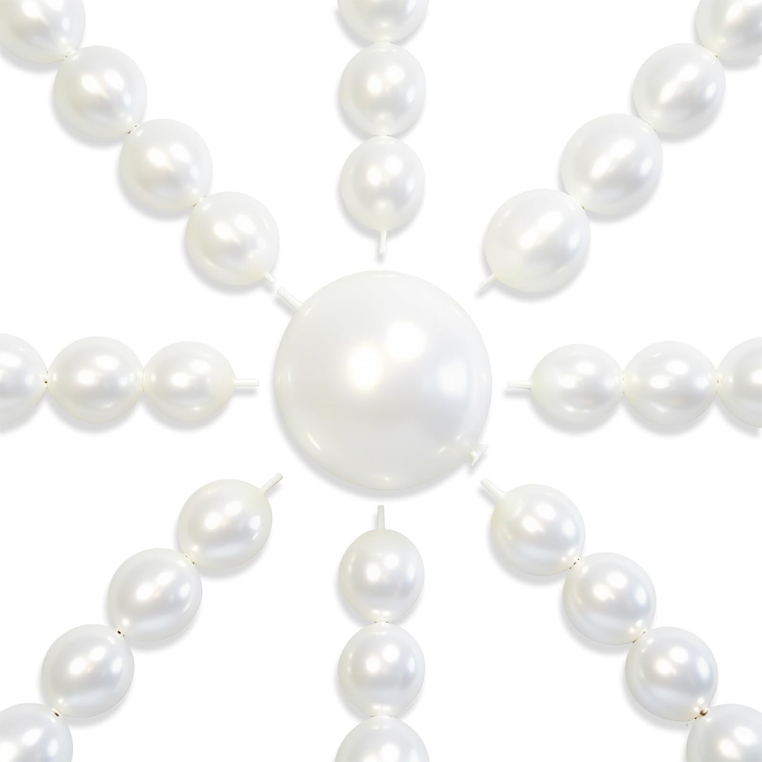 PartyWoo Pearl White Linking Balloons 100pcs 6 Inch White Link Balloon for Anniversary Retirement Wedding Graduation Baby Shower Birthday Gender Reveal Engagement Party Decorations White-z30