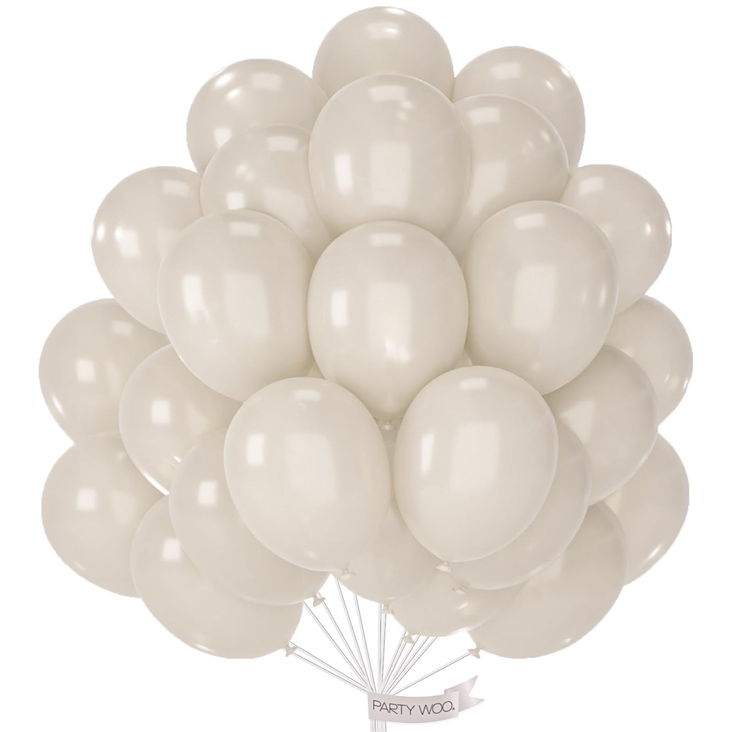 PartyWoo Pearl Beige Balloons 50pcs 12 Inch Off White Sand Cream Ivory Latex Helium Balloons for Graduation Anniversary Engagement Wedding Bridal Baby Shower Birthday Party Decorations White-Z41