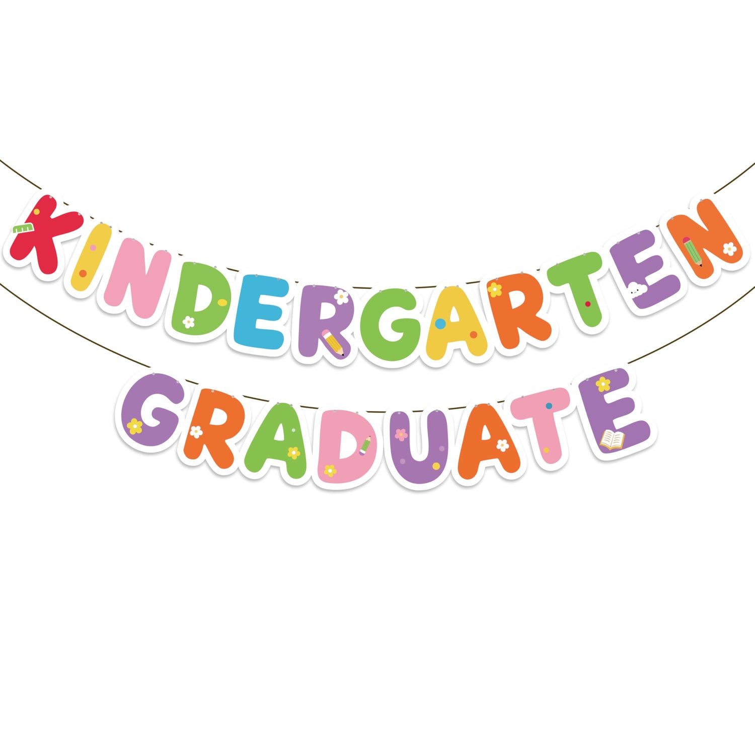 Rainbow Graduation Banner Decorations 2pcs