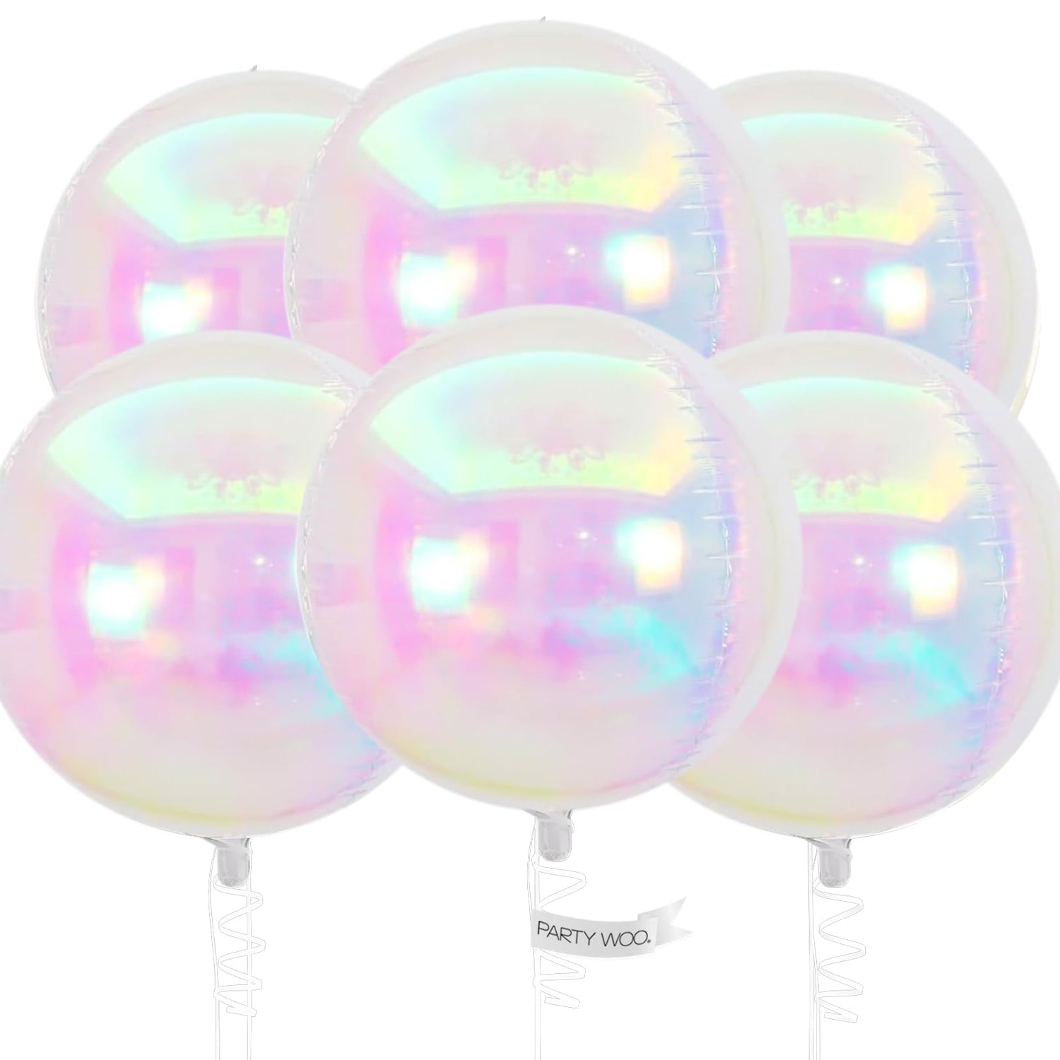 Transparent Iridescent-XC01 Foil Balloons 6pcs (22 inch)