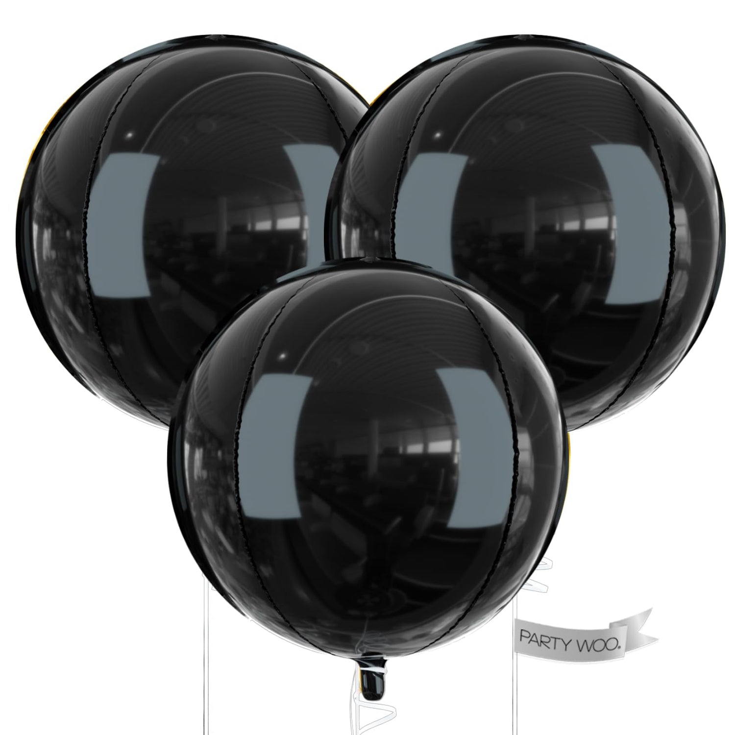 Black-LG12 Foil Balloons 3pcs (50 inch)