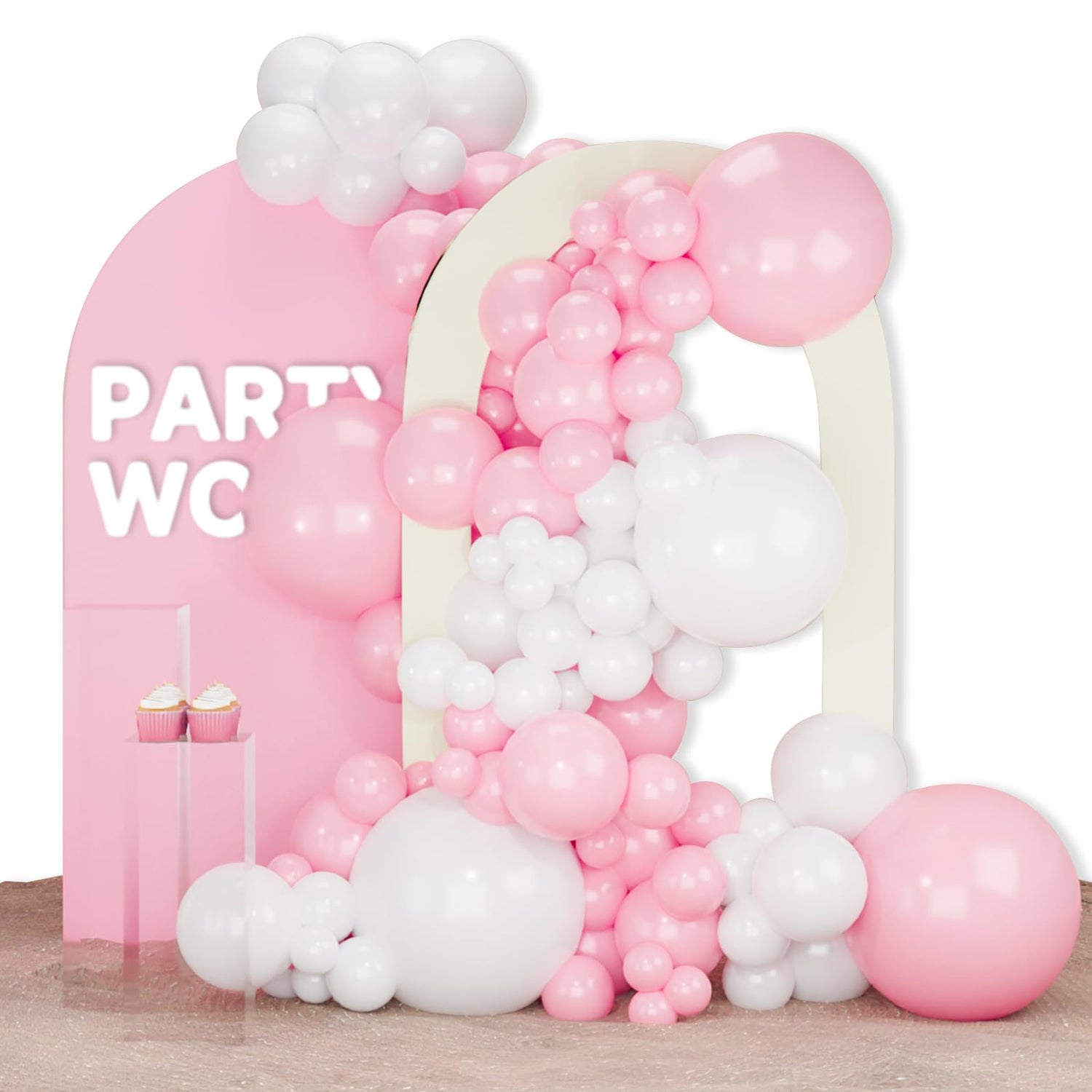 White-Y13 & Pink-Q05 Balloons Arch Kit Garland 140pcs (5/10/12/18 inch)