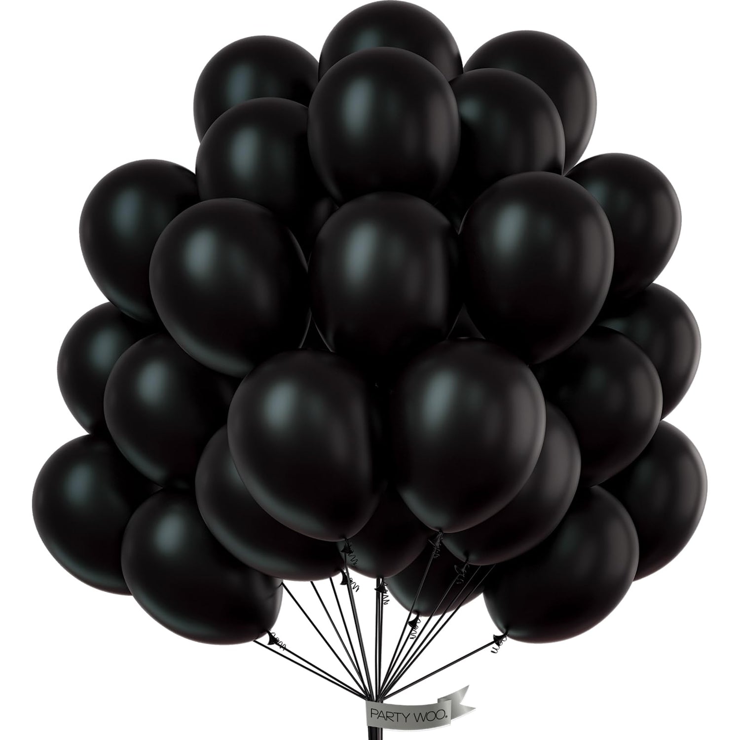 PartyWoo Black Balloons 50 pcs 12 Inch Latex Helium Matte Black Balloons for Baby Shower Birthday Graduation Casino Race Car Anniversary Retirement Pirate Gaming Theme Party Decorations Black-Y18