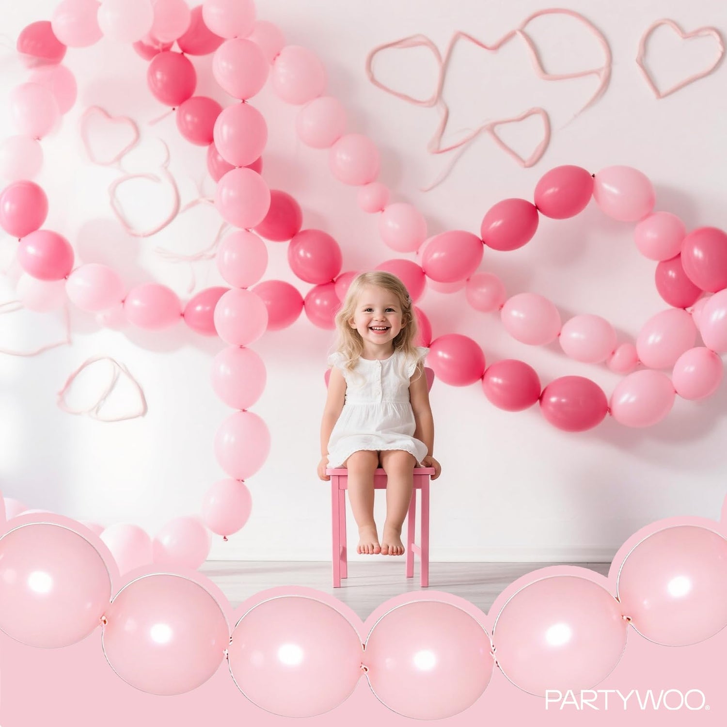 Pink-Q05 Linking Balloons 100pcs (12 inch)