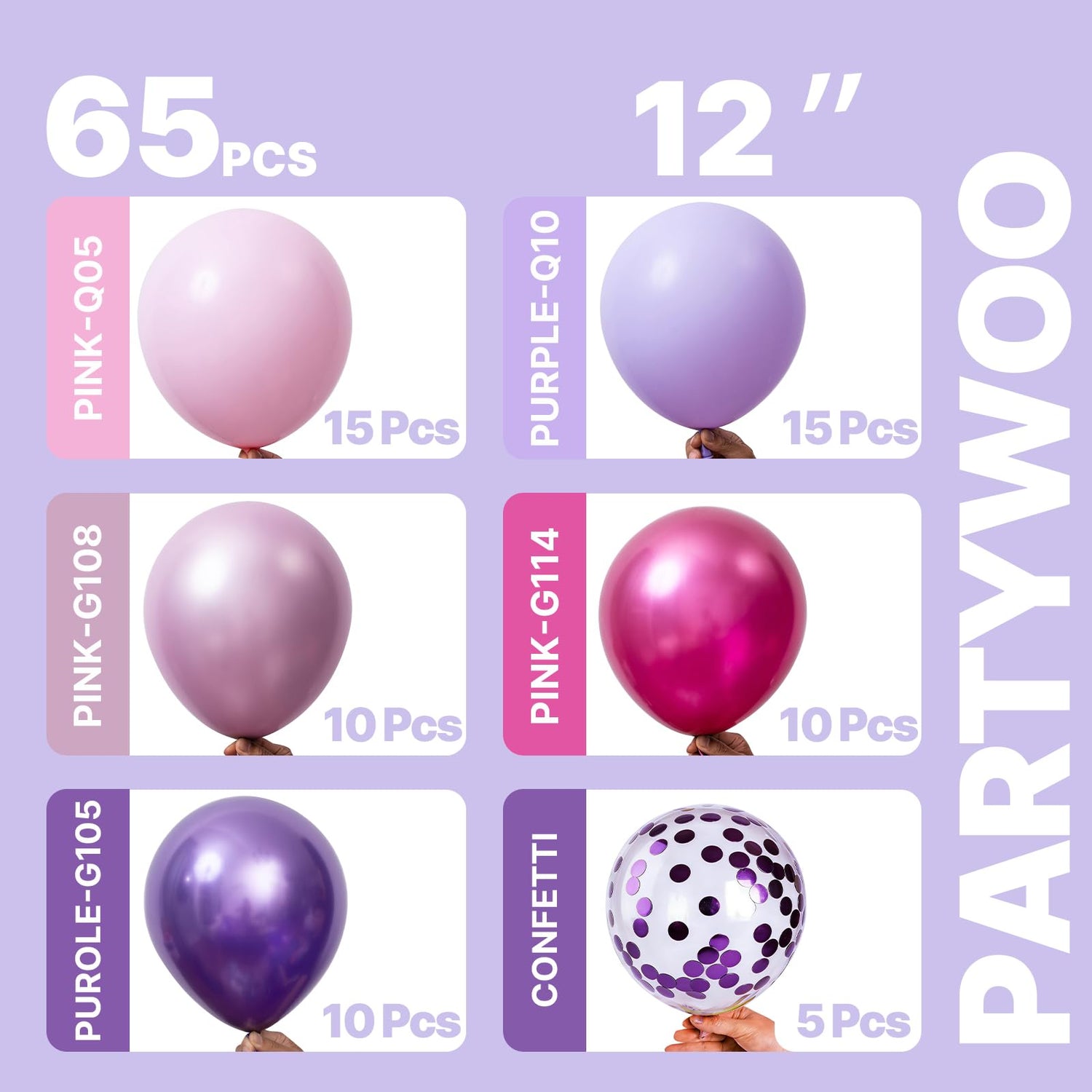 Pink & Purple Balloons 65pcs