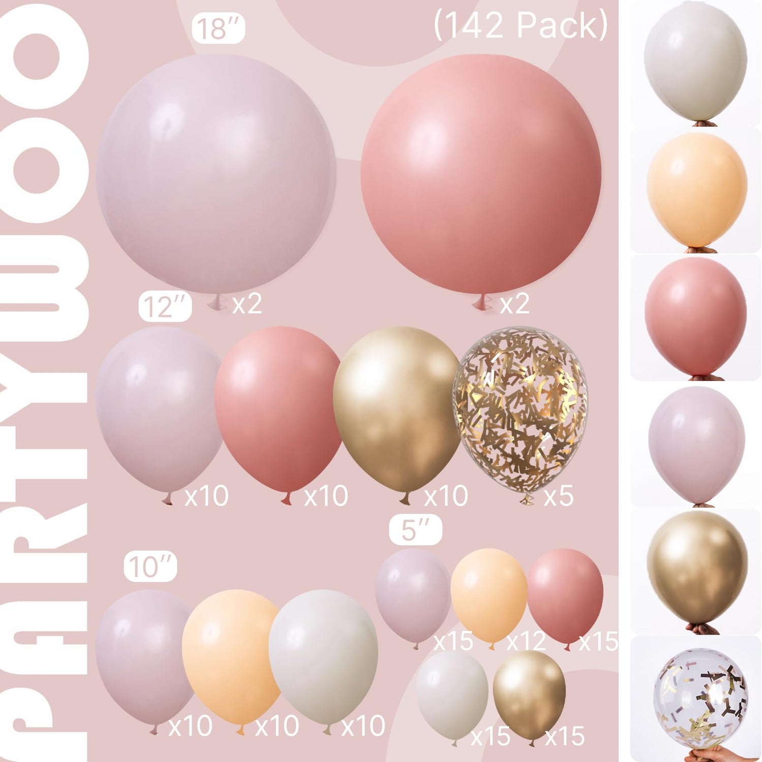 Vintage Pink Ombre Balloons 142pcs