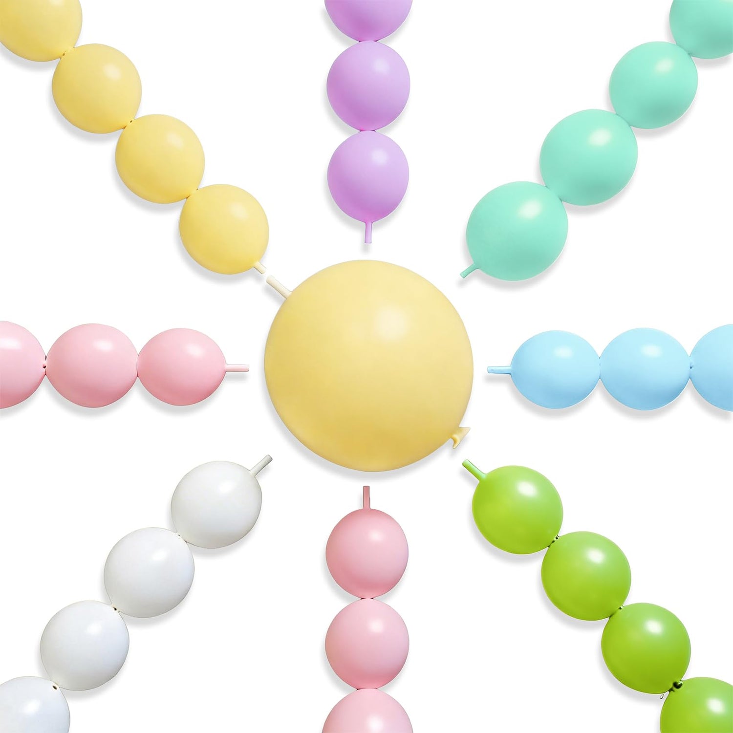 PartyWoo Pastel Linking Balloons 100pcs 6 Inch Pastel Rainbow Link Balloons for Baby Shower Gender Reveal Engagement Bachelorette Easter Bridal Shower Anniversary Birthday Party Decorations