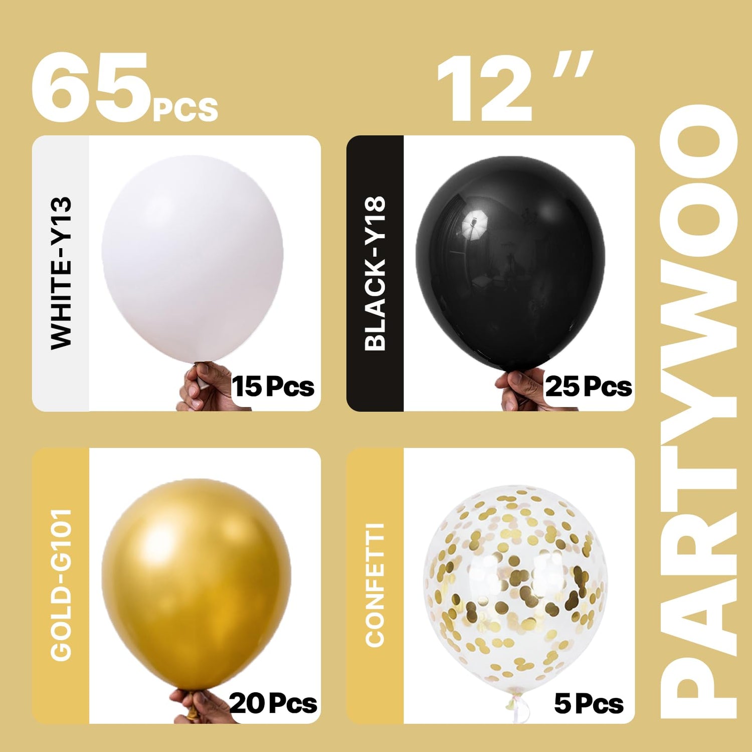 Black & Gold Balloons 65pcs