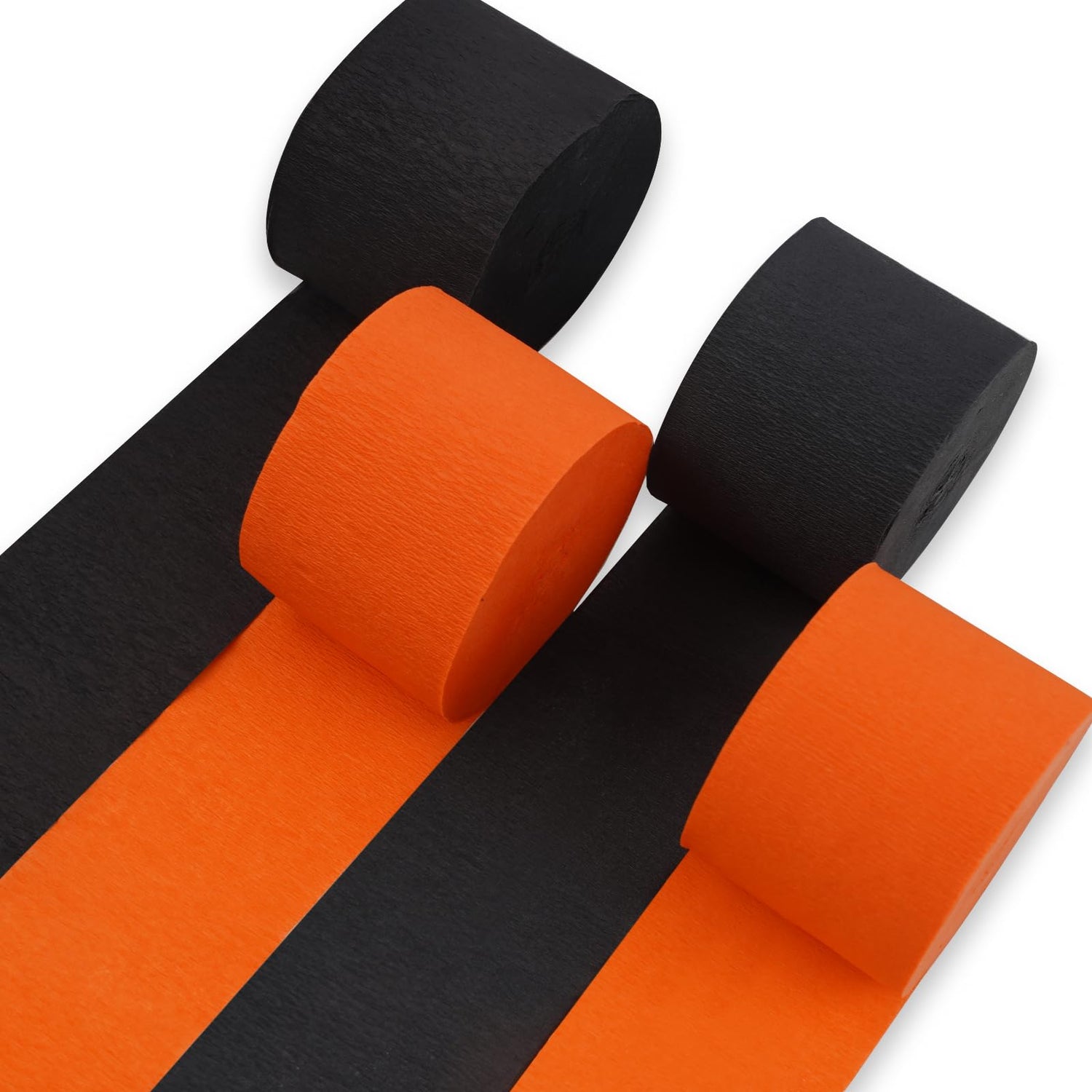 PartyWoo Crepe Paper Streamers 4 Rolls 328ft, Pack of Black and Orange Party Streamers, Crepe Paper for Birthday and Halloween Decorations (1.8 In x 82 Ft/Roll)
