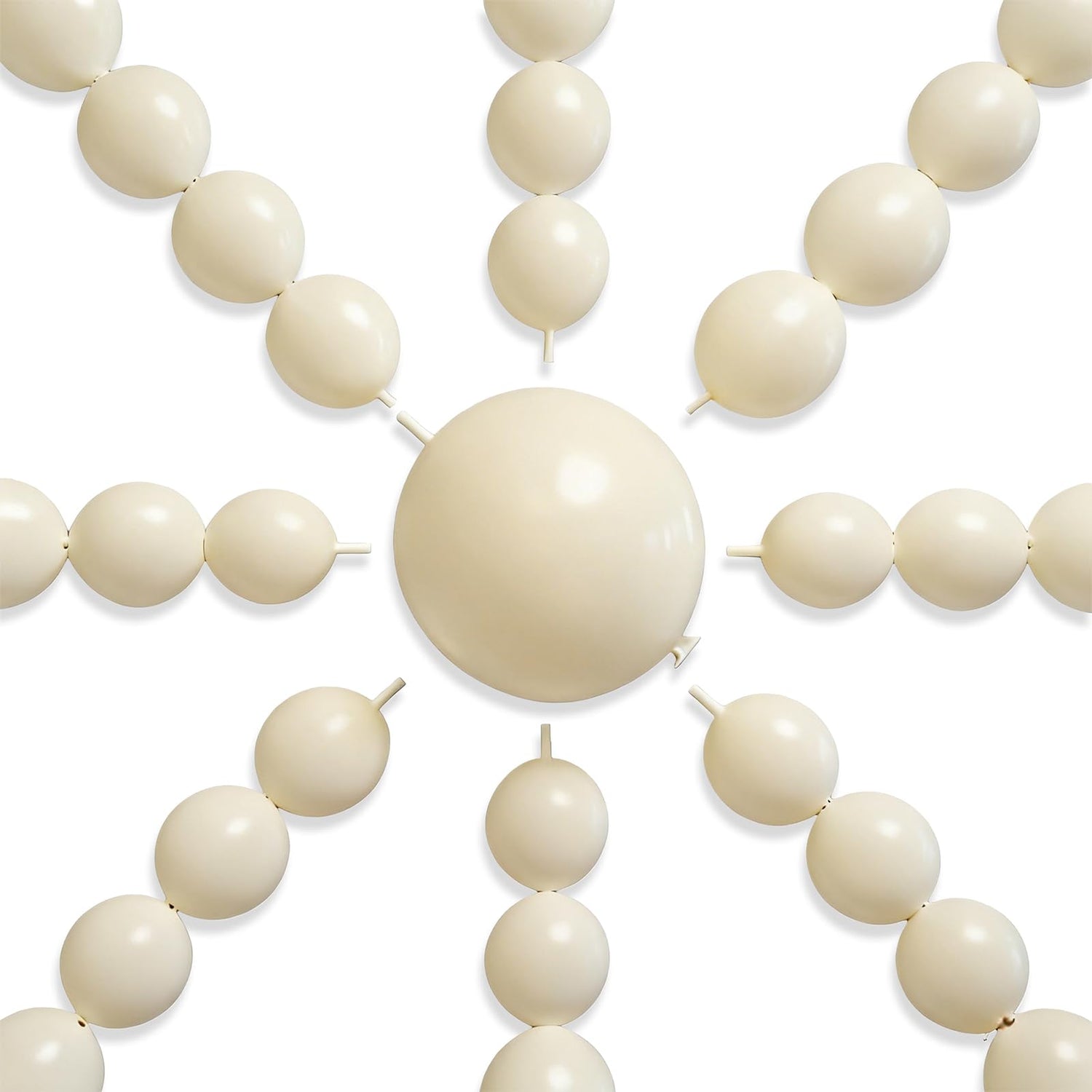 PartyWoo White Sand Linking Balloons 100pcs 6 Inch Off White Beige Cream Ivory Boho Link Balloons for Wedding Graduation Baby Shower Anniversary Engagement Birthday Party Decorations White-f12
