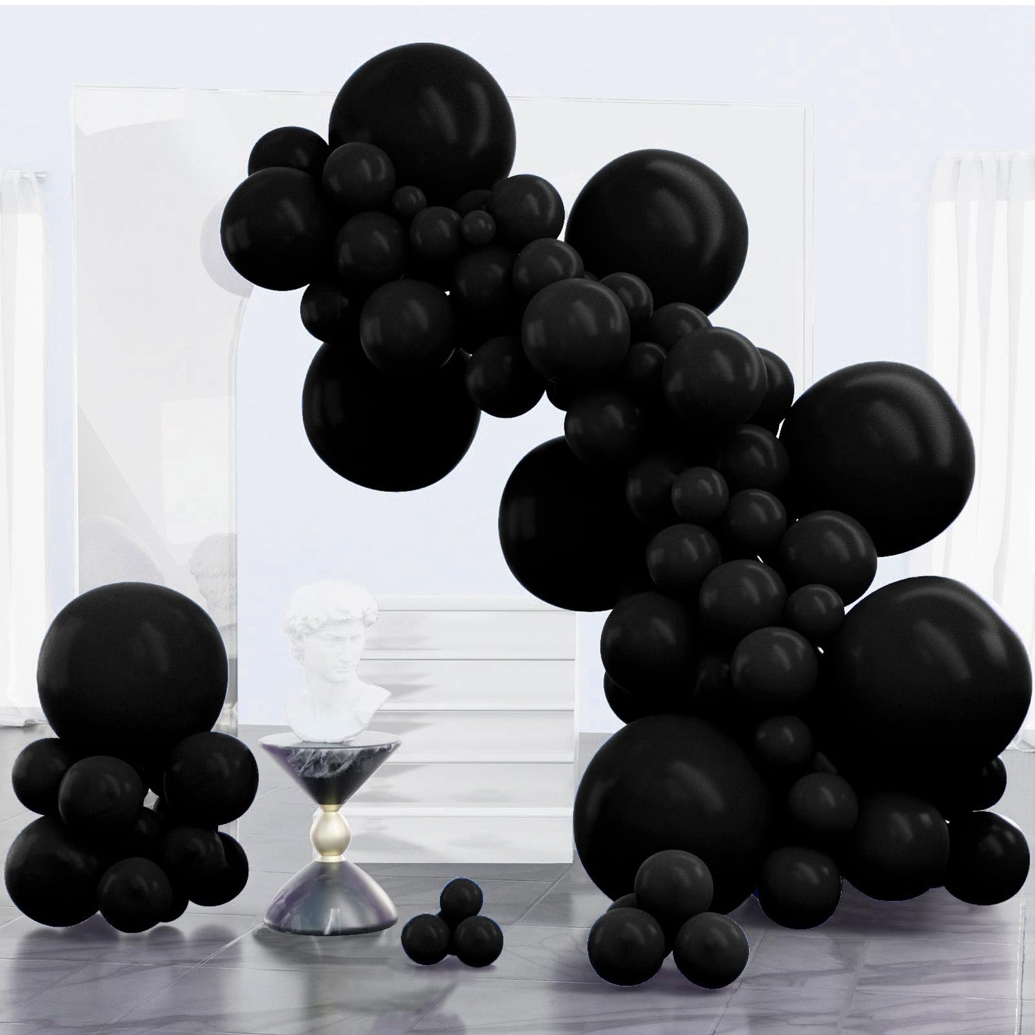 PartyWoo Black Balloons 100 pcs Different Sizes of 18 12 10 5 Inch Black Balloons Arch Kit Garland for Baby Shower Birthday Graduation Casino Gaming Anniversary Race Car Party Decorations Black-Y18