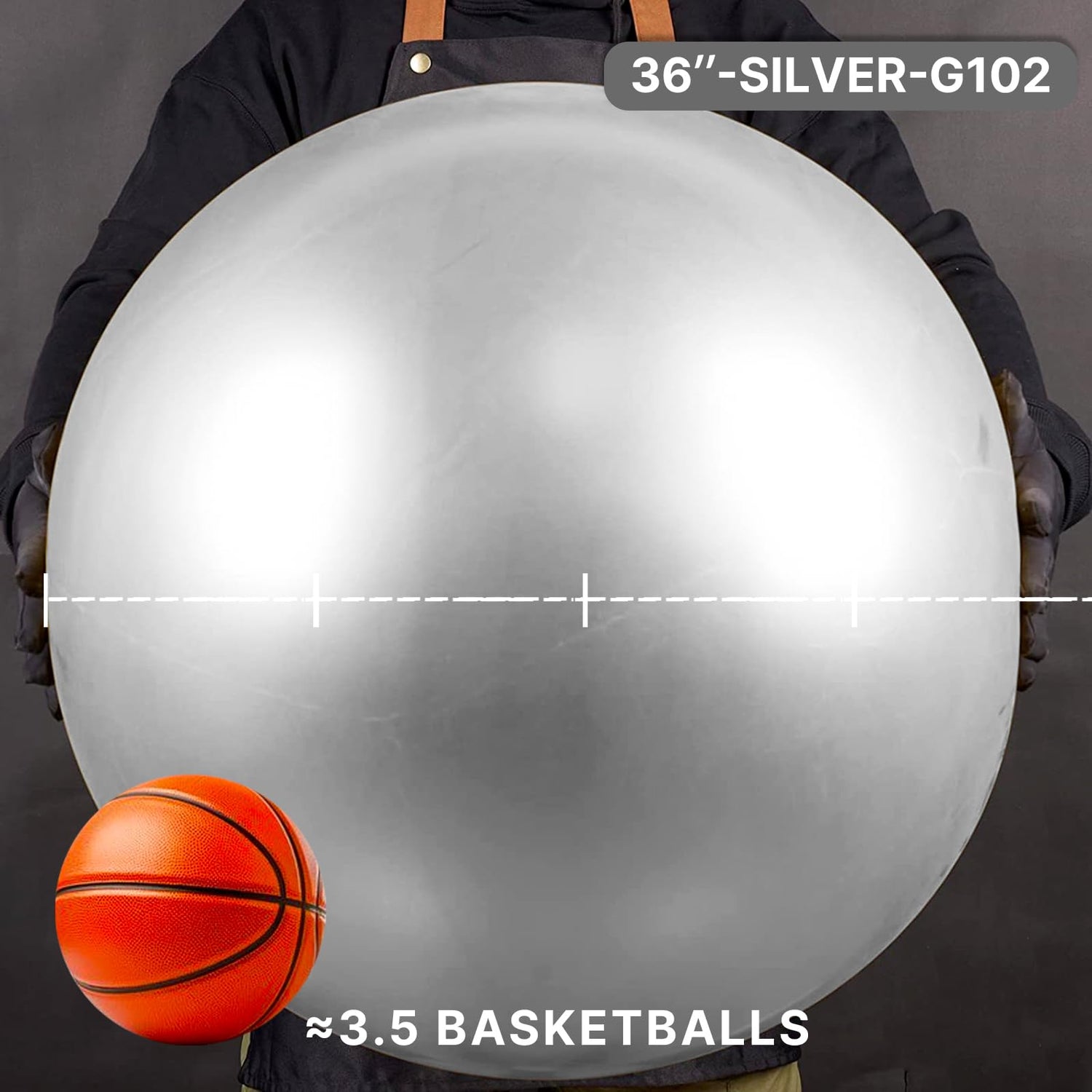 Silver-G102 Metallic Balloons 4pcs (36 inch)