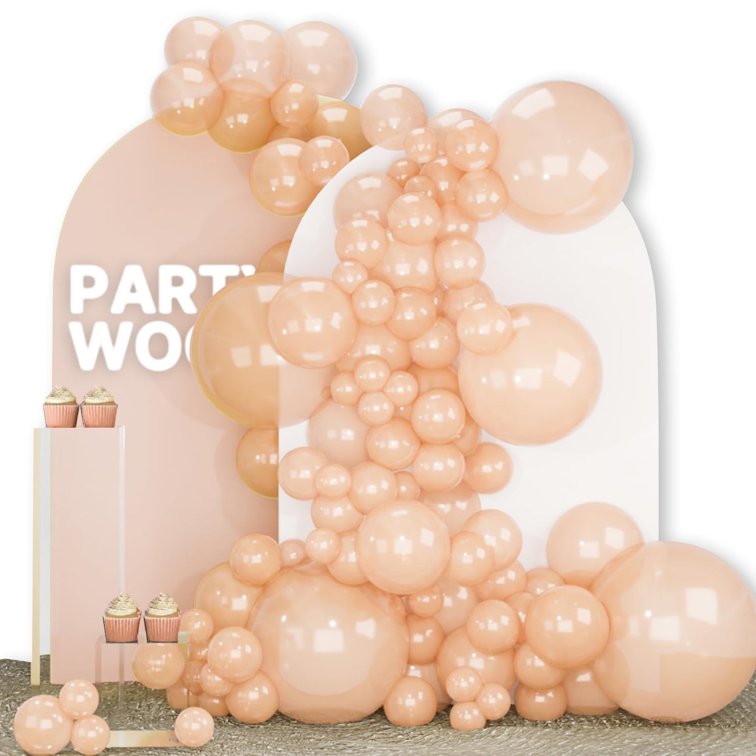 PartyWoo Pearl Peach Balloons 140pcs Different Sizes of 18 12 10 5 Inch Pastel Light Pale Orange Latex Helium Balloon Arch Kit Garland for Bridal Baby Shower Birthday Party Decorations Orange-Z27
