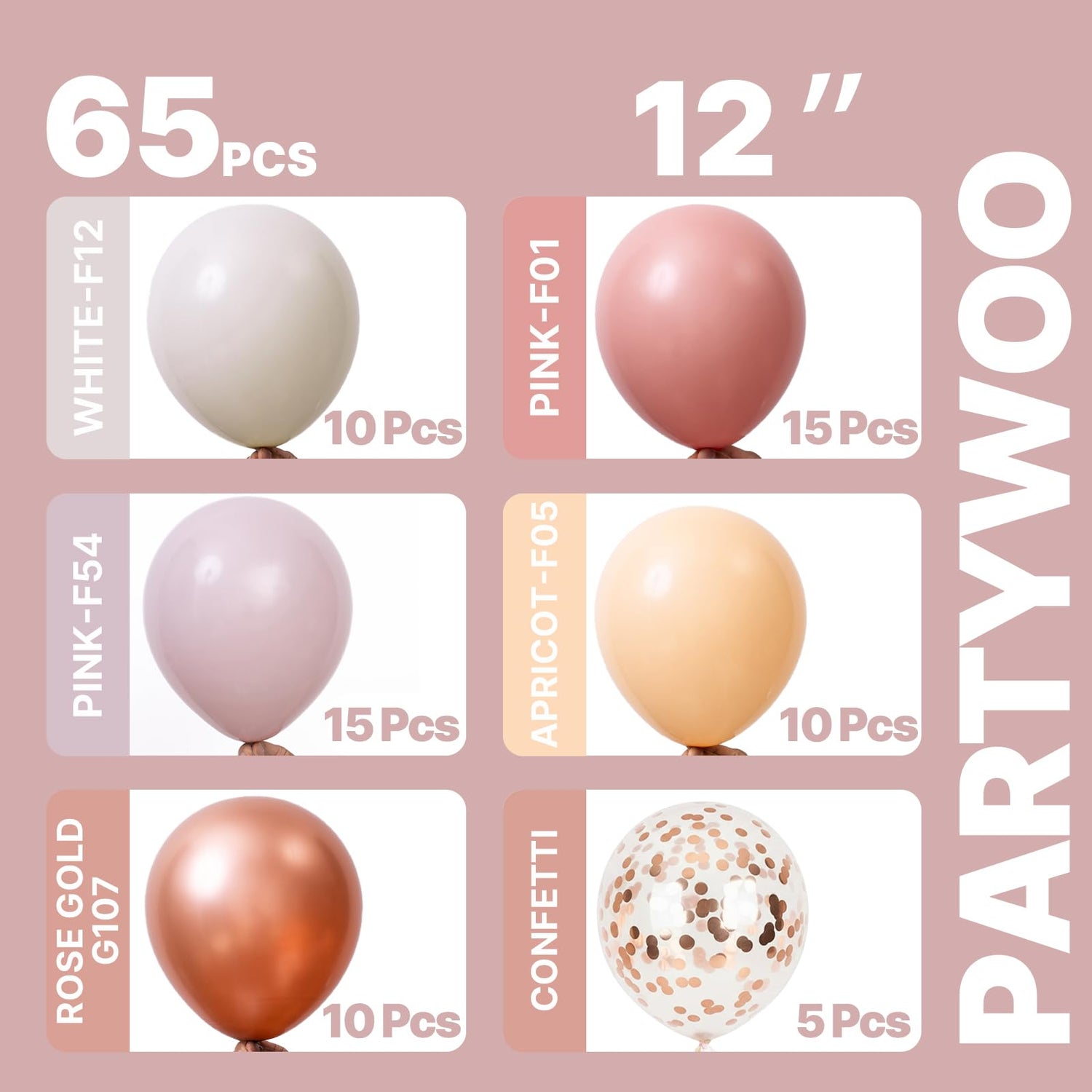Pink & White & Gold Balloons 65pcs