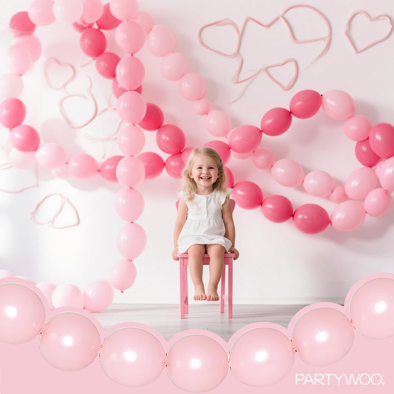 Pink-Q05 Linking Balloons 100pcs (6 inch)