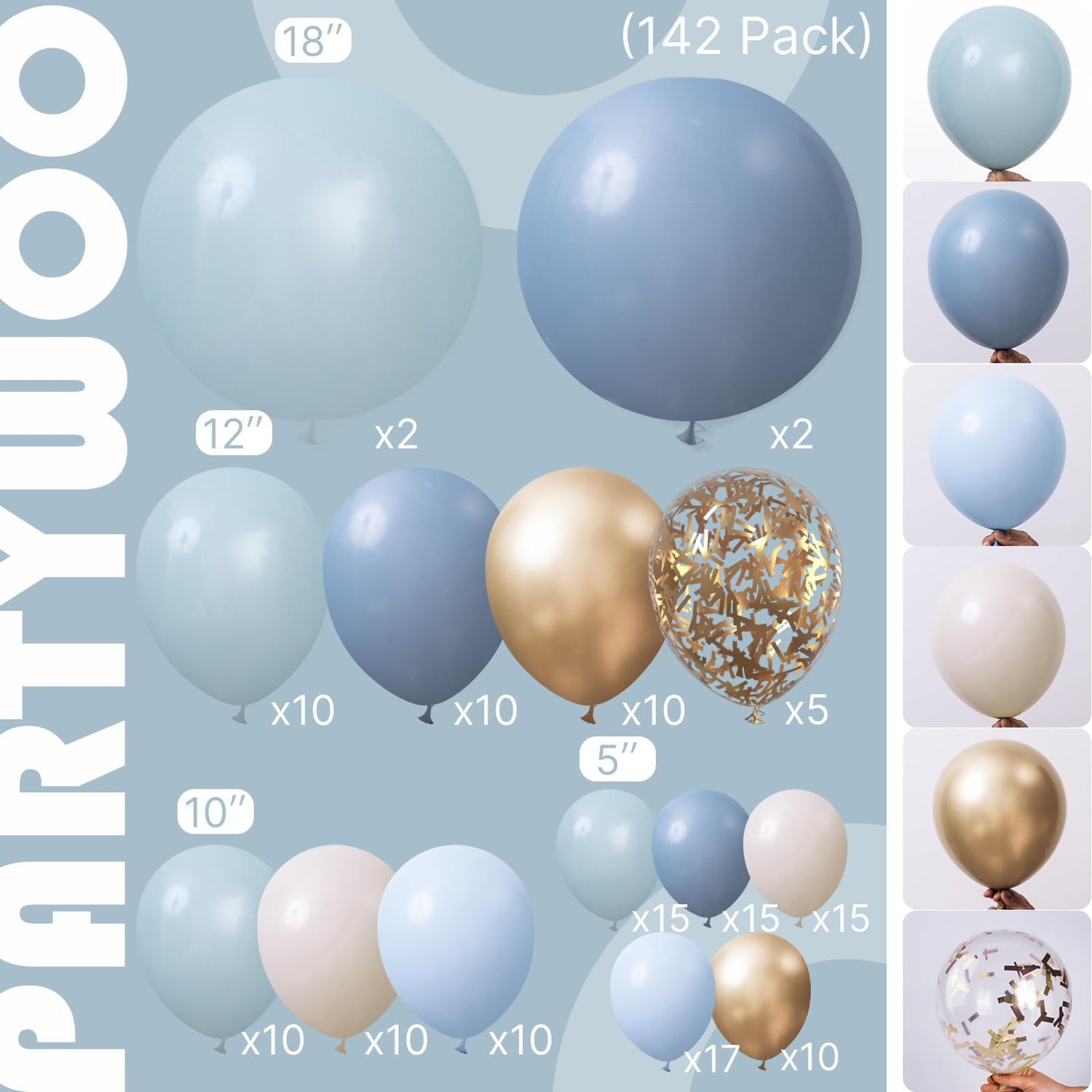Blue & Gold Balloons 142pcs