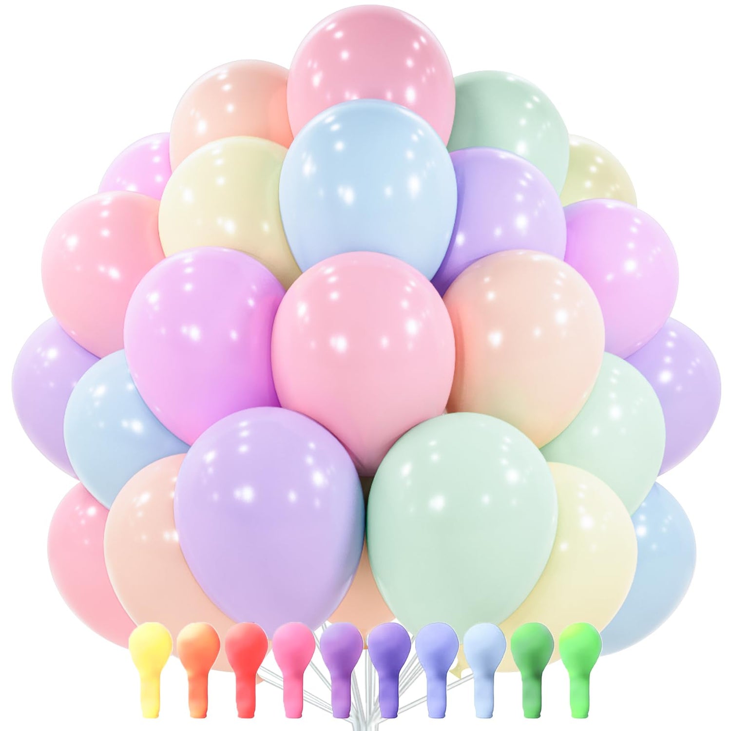 PartyWoo Pastel Balloons 100pcs 12 Inch Pastel Rainbow Latex Balloons for Baby Shower Gender Reveal Engagement Bachelorette Easter Bridal Shower Anniversary Retirement Birthday Party Decorations