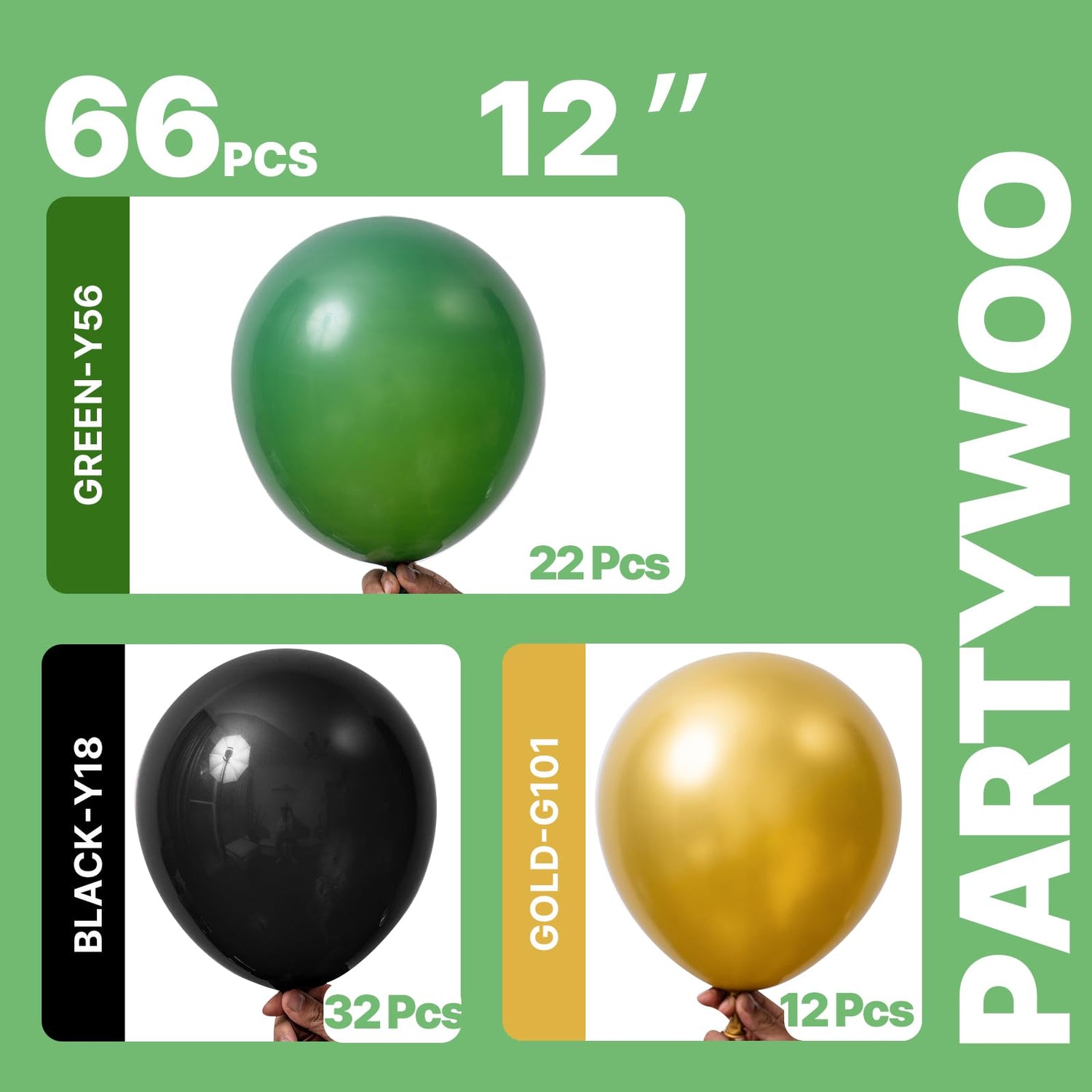 Green & Black Balloons 66pcs