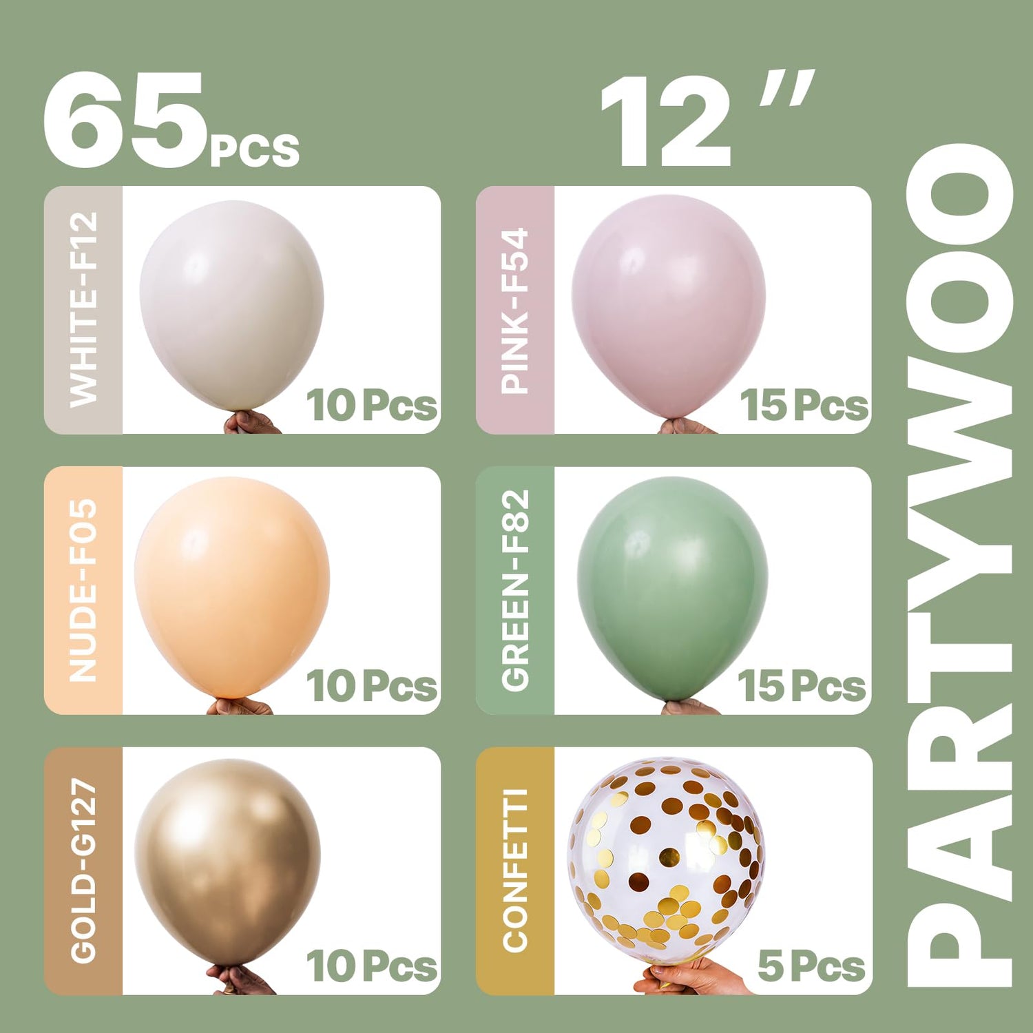 Vintage Mint Green Balloons 65pcs