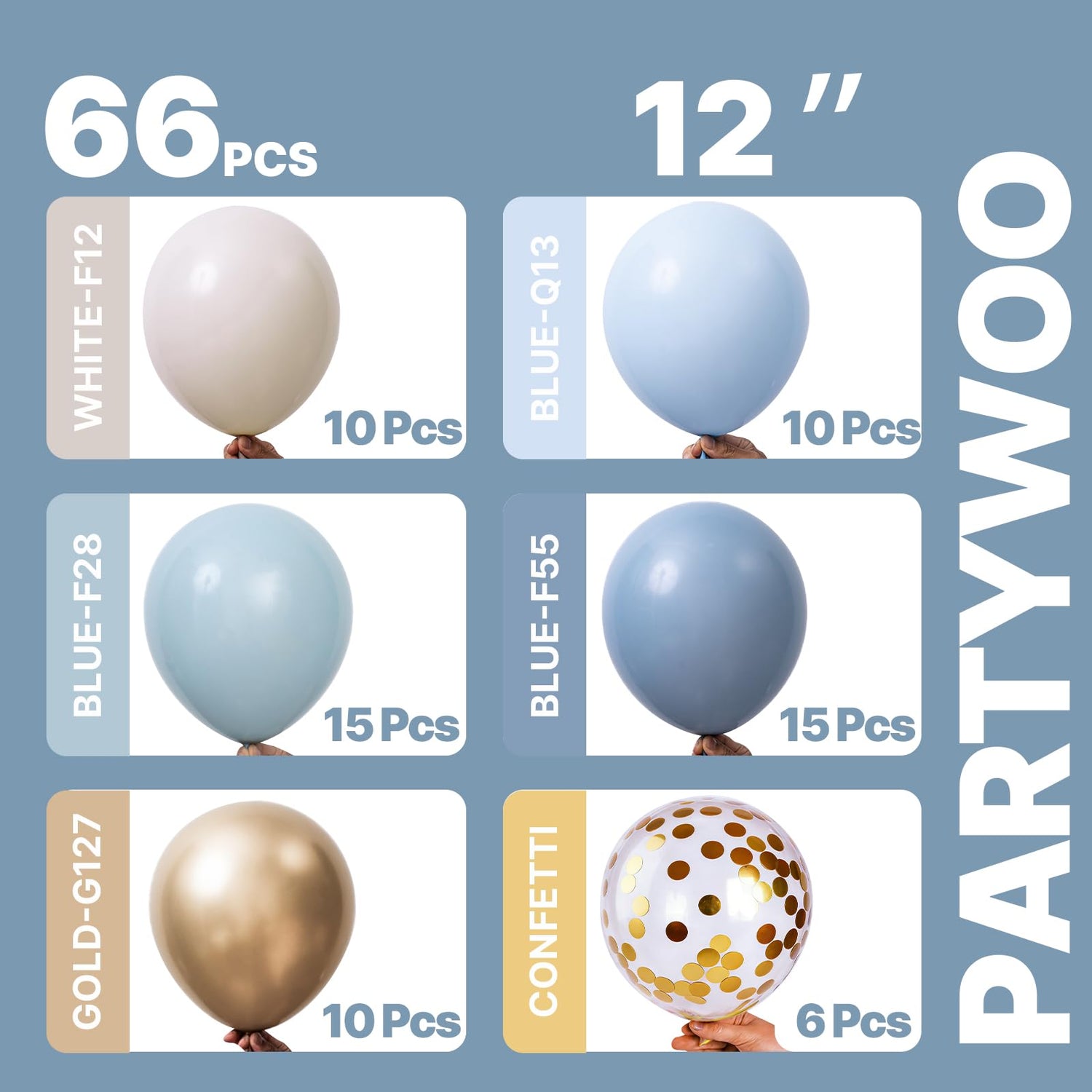 Vintage Blue Balloons 66pcs