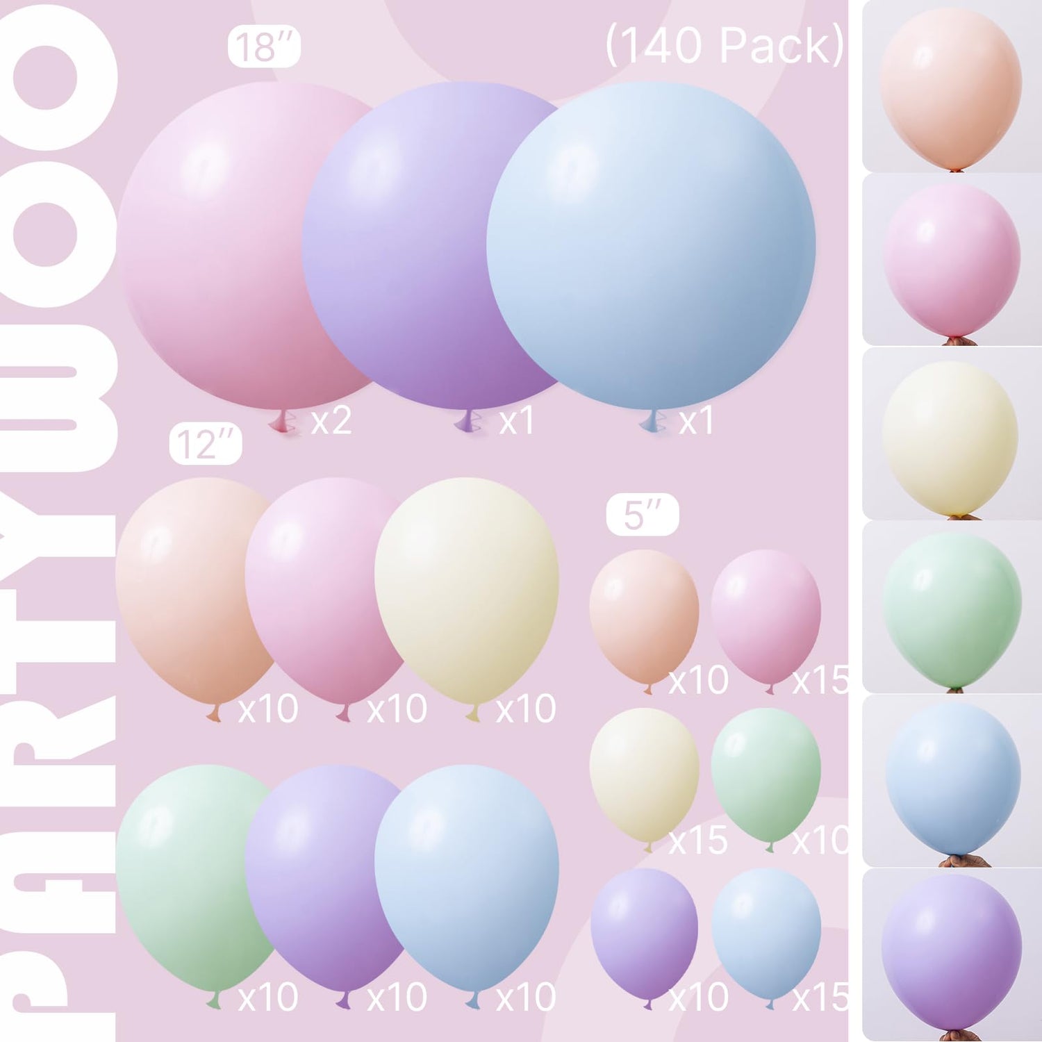 Mixed Color - Macaron Balloons Arch Kit Garland 140pcs (5/10/12/18 inch)