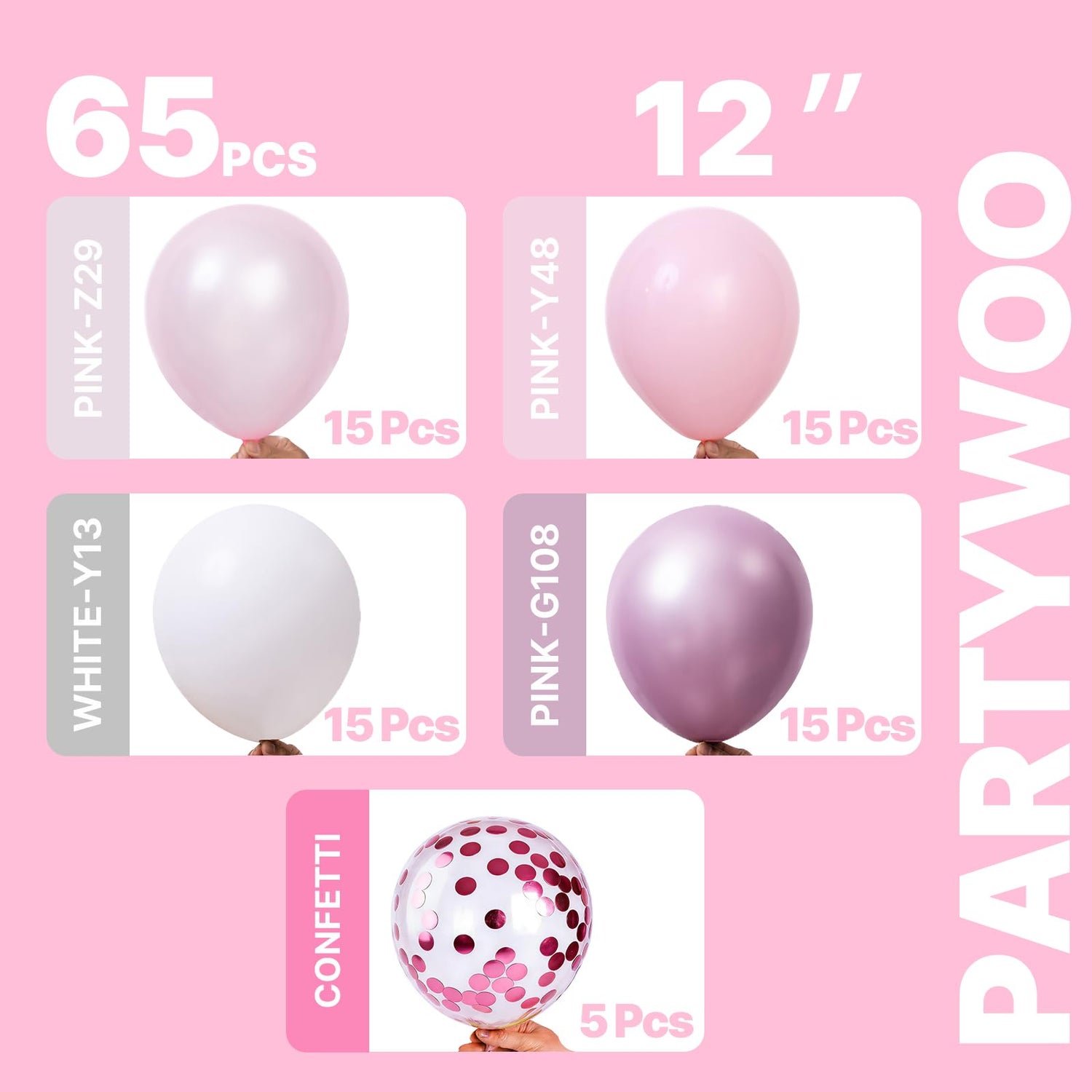 Pink & White Balloons 65pcs