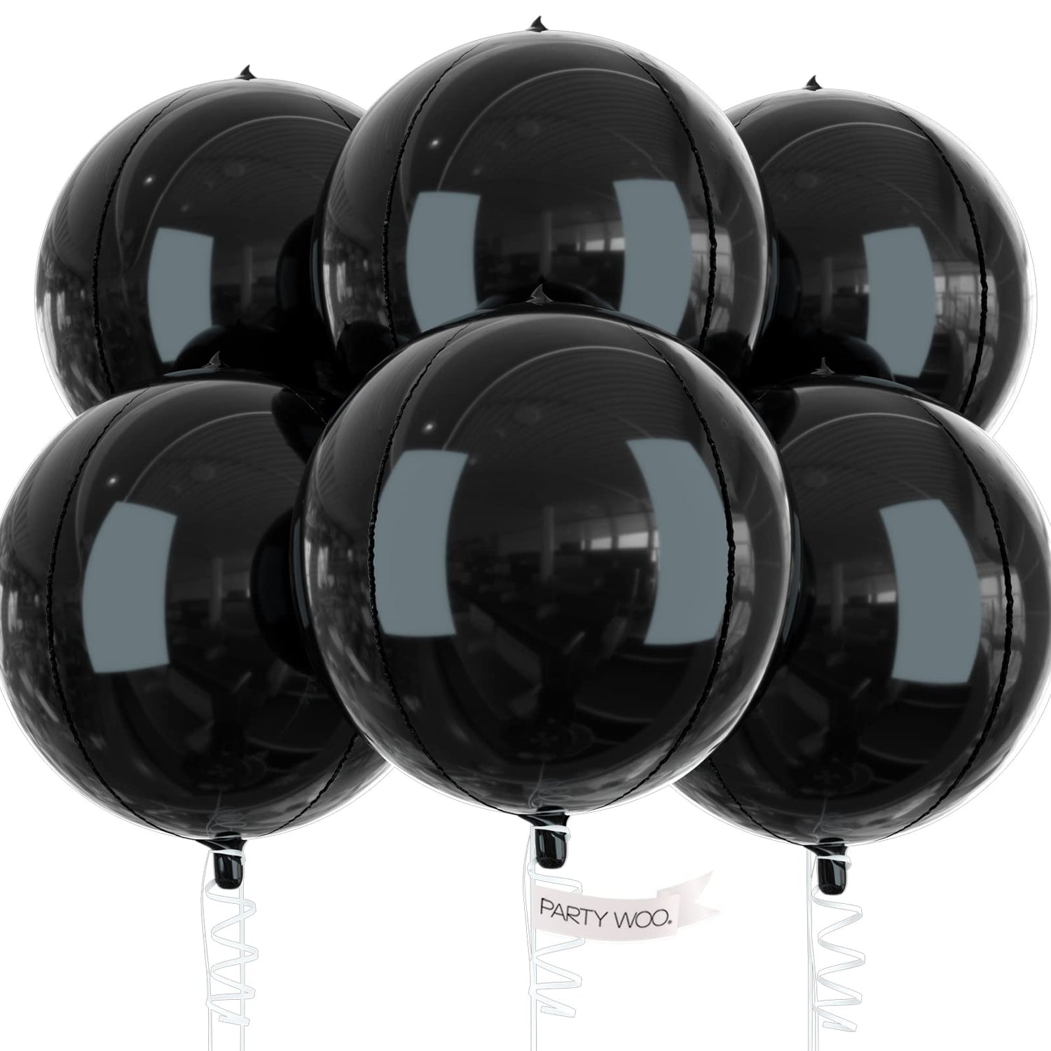 Black-LG12 Foil Balloons 6pcs (22 inch)