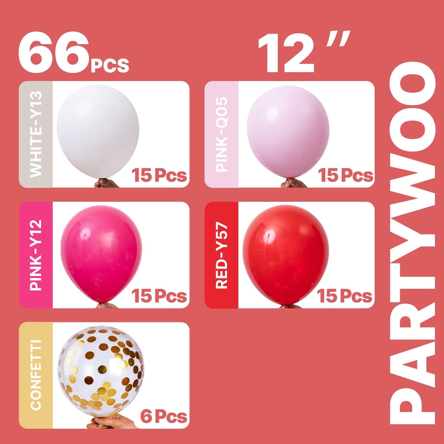 Red & Pink & White Balloons 66pcs