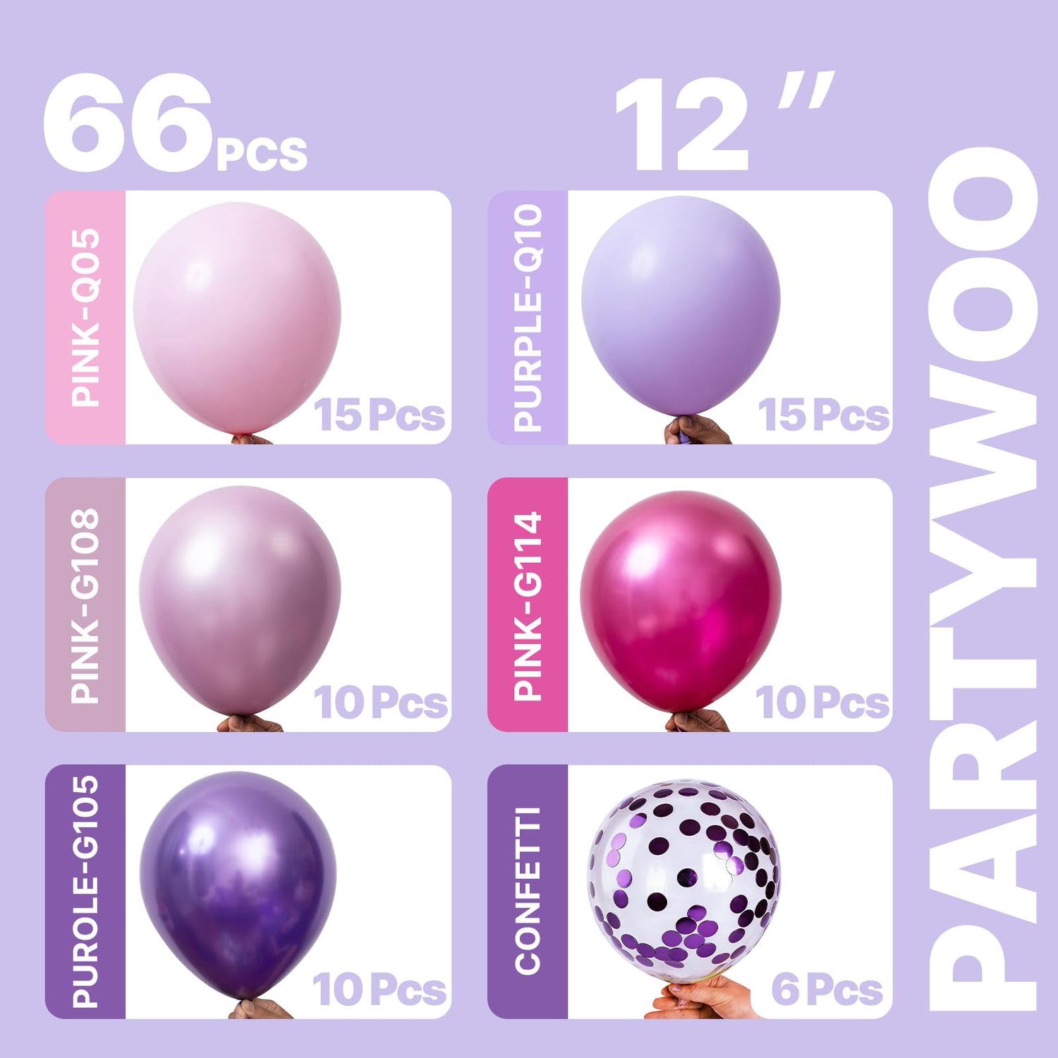 Pink & Purple Balloons 66pcs