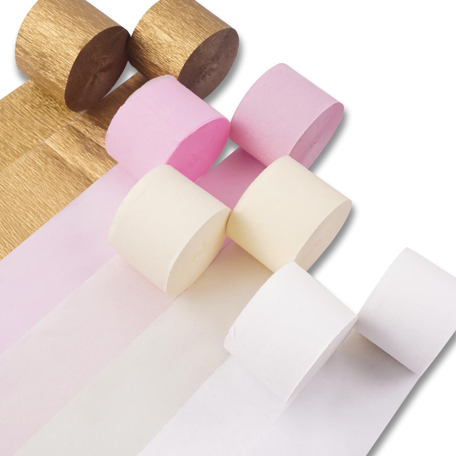 Pink & White & Gold Crepe Paper 8pcs