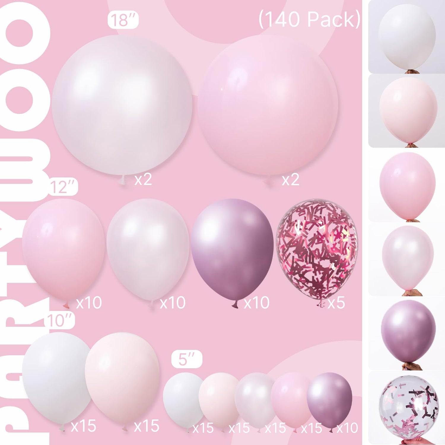 Light Pink Ombre Balloons Arch Kit Garland 140pcs (5/10/12/18 inch)