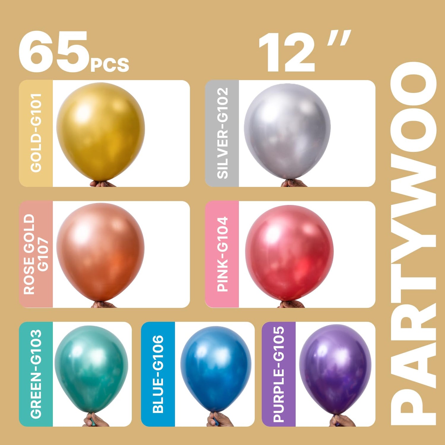 Mixed Color - Metal Balloons 65pcs