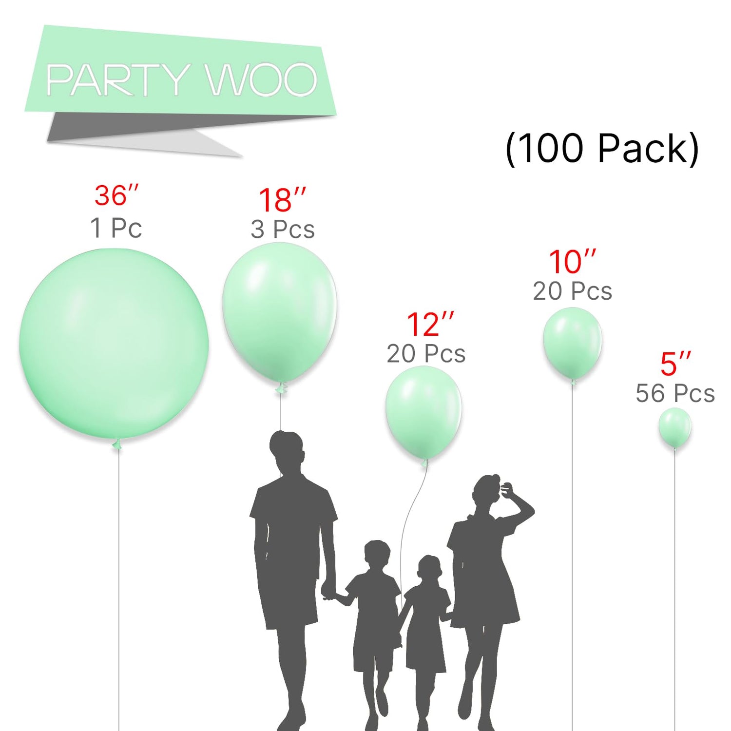 Green-Q06 Balloons Arch Kit Garland 100pcs (5/10/12/18/36 inch)