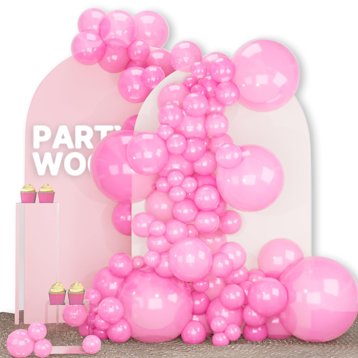 PartyWoo Pearl Pink Balloons 140pcs Different Sizes of 18 12 10 5 Inch Light Pastel Baby Pink Balloon Arch Kit Garland for Girl Baby Shower Princess Gender Reveal Birthday Party Decorations Pink-Z44
