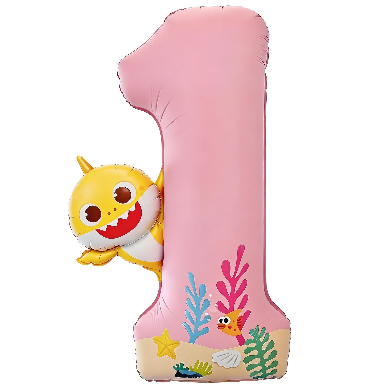 Baby Shark Pink Foil Number 1 Balloon 40 Inch