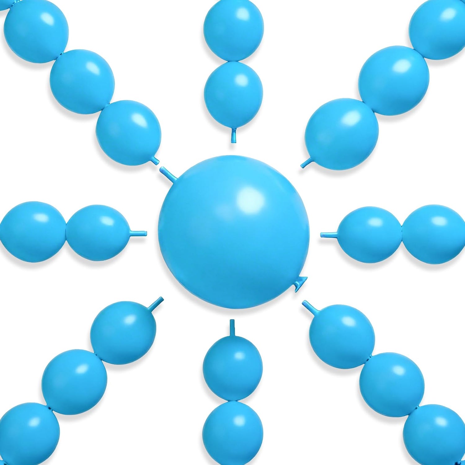 PartyWoo Light Blue Linking Balloons 100pcs 12 Inch Baby Pastel Blue Link Balloons for Baby Shower Wedding Gender Reveal Graduation Mermaid Birthday Pool Beach Party Decorations Blue-W15