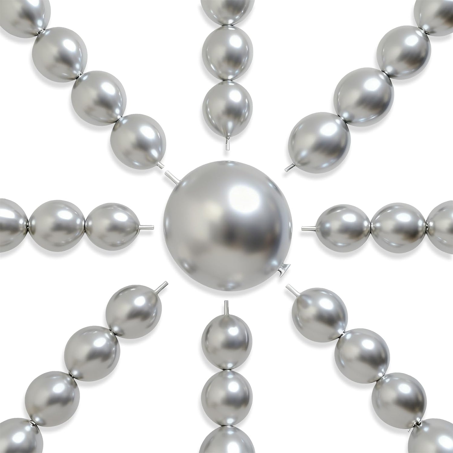 Silver-G102 Linking Balloons 100pcs (6 inch)