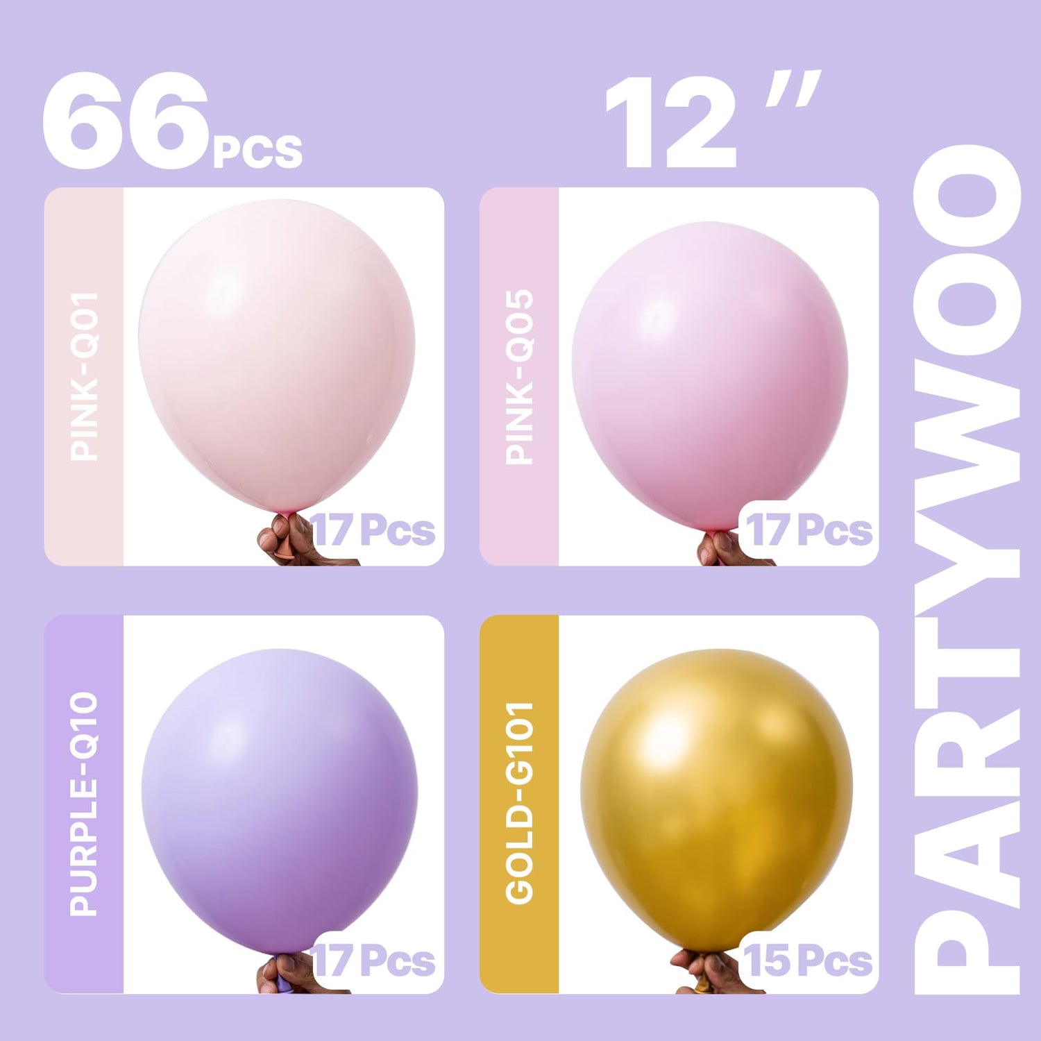 Purple & Pink & Gold Balloons 66pcs