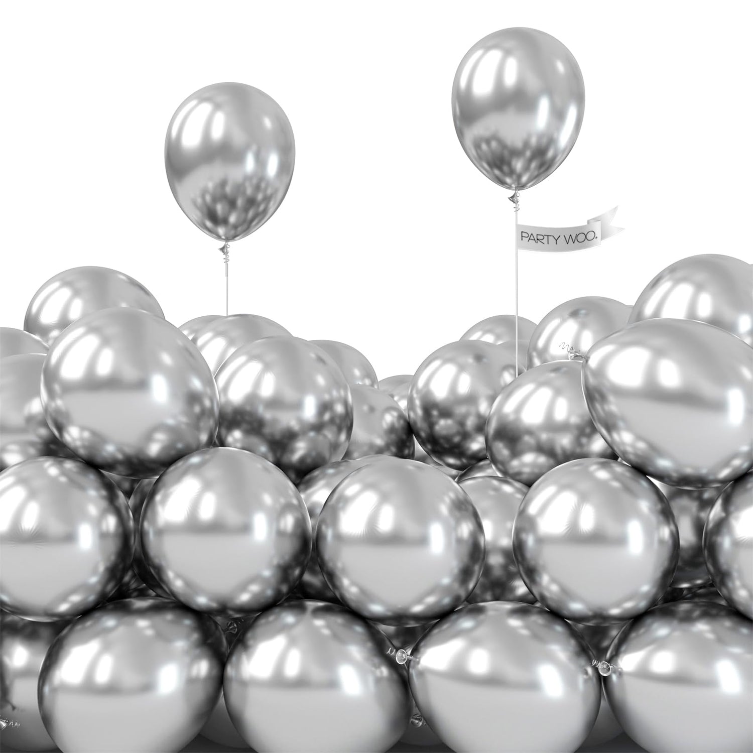 Silver-G102 Metallic Balloons 100pcs (5 inch)