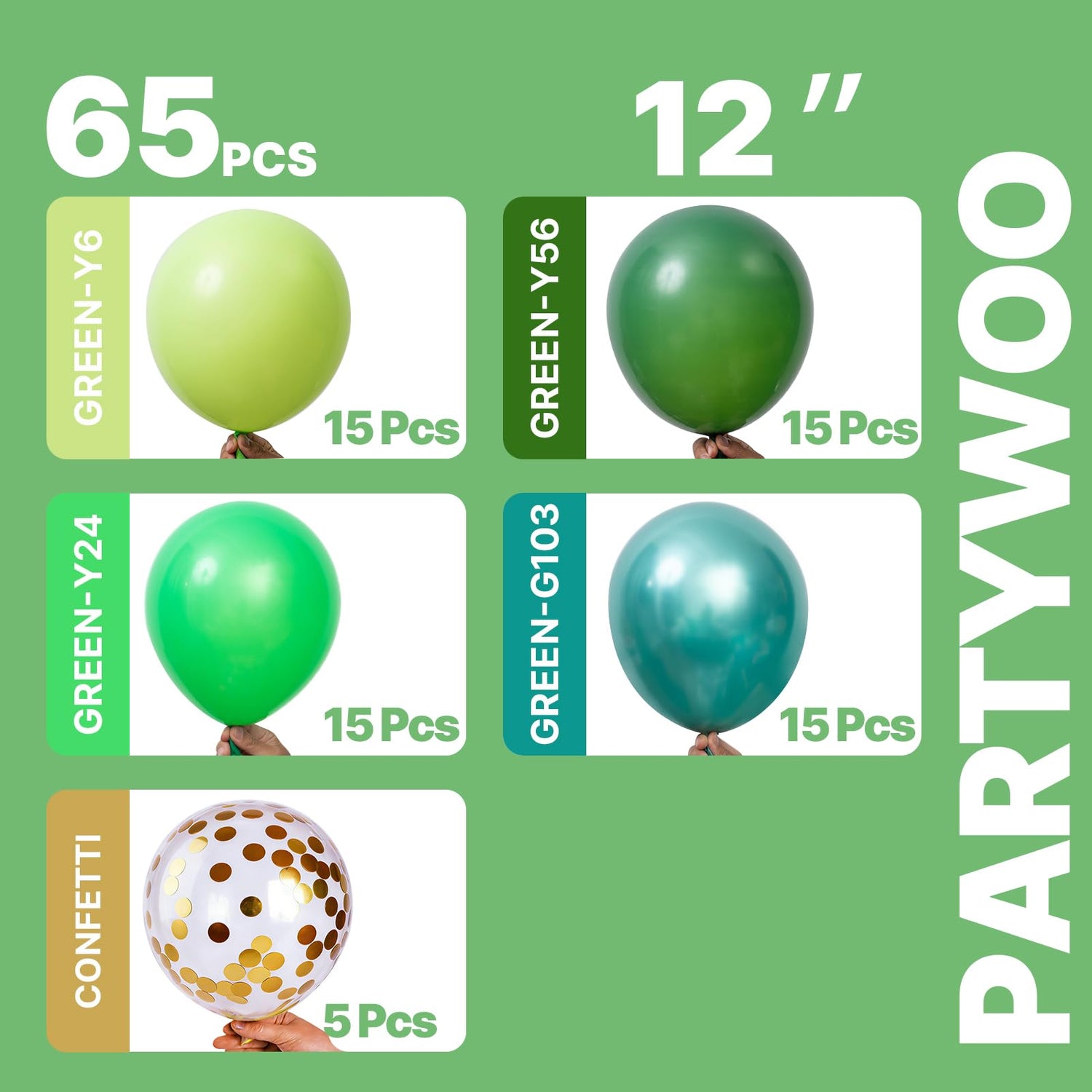 Green Ombre Balloons 65pcs