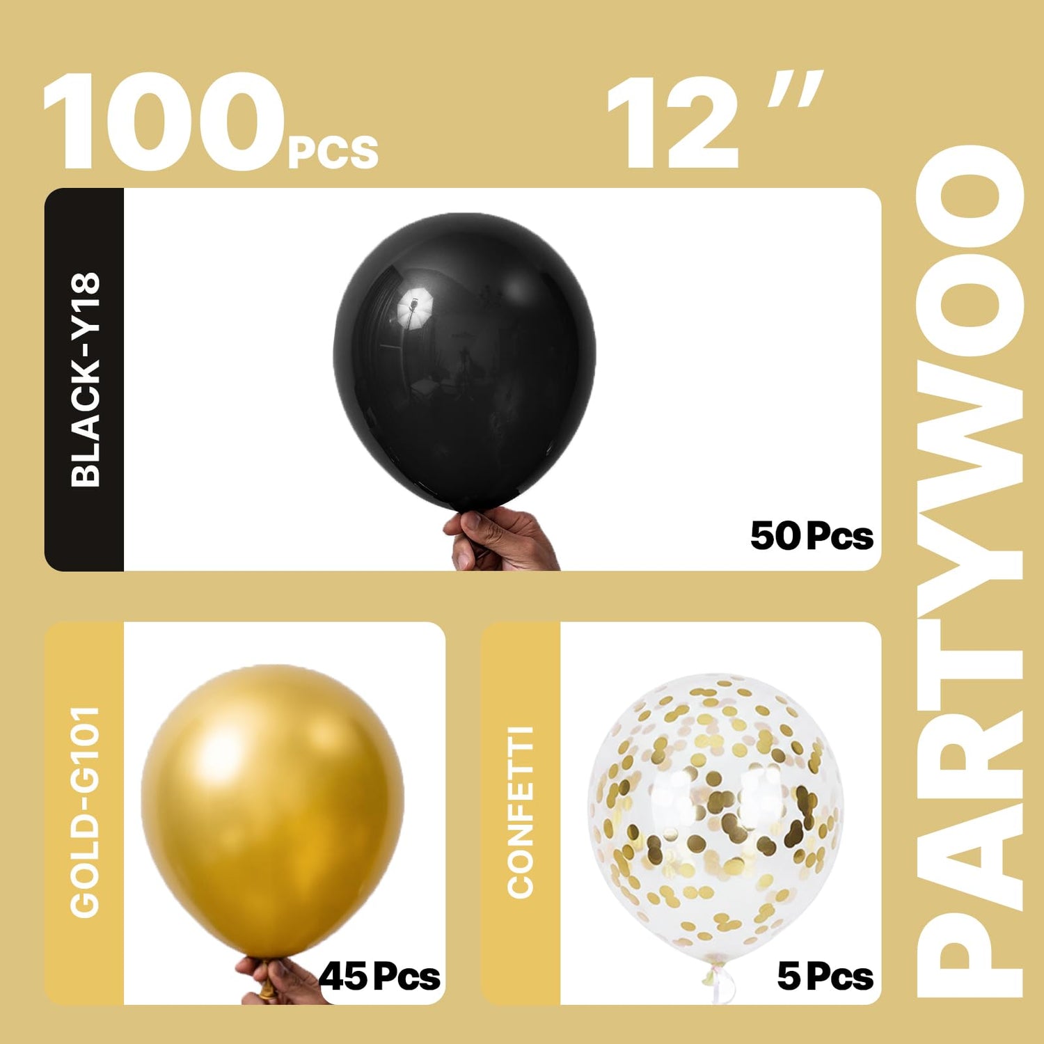 Black & Gold Balloons 100pcs