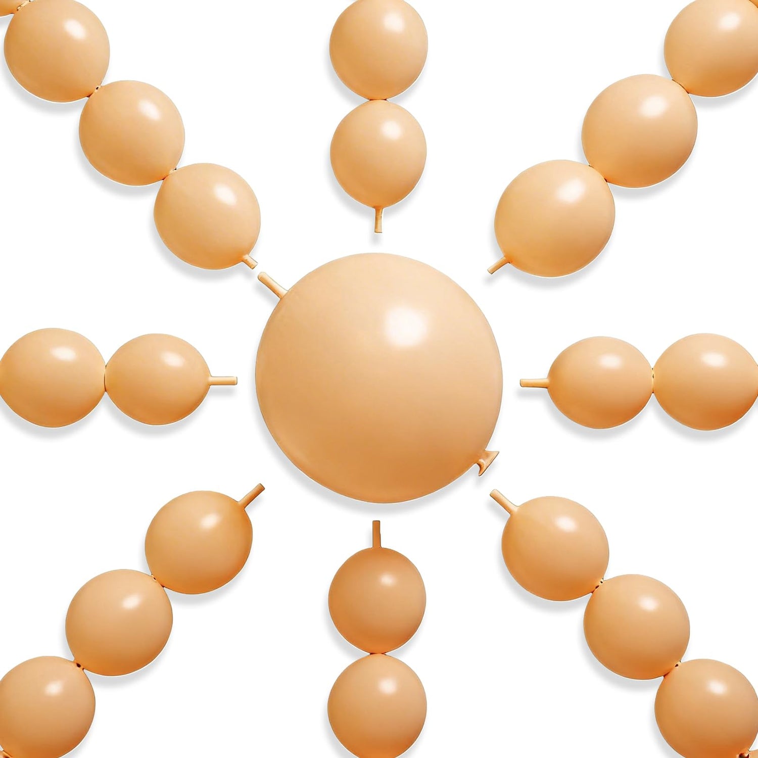 PartyWoo Nude Linking Balloons 100pcs 12 Inch Apricot Peach Beige Tan Link Balloons for Graduation Wedding Anniversary Birthday Engagement Boy Baby Shower Woodland Party Decorations Brown-W17