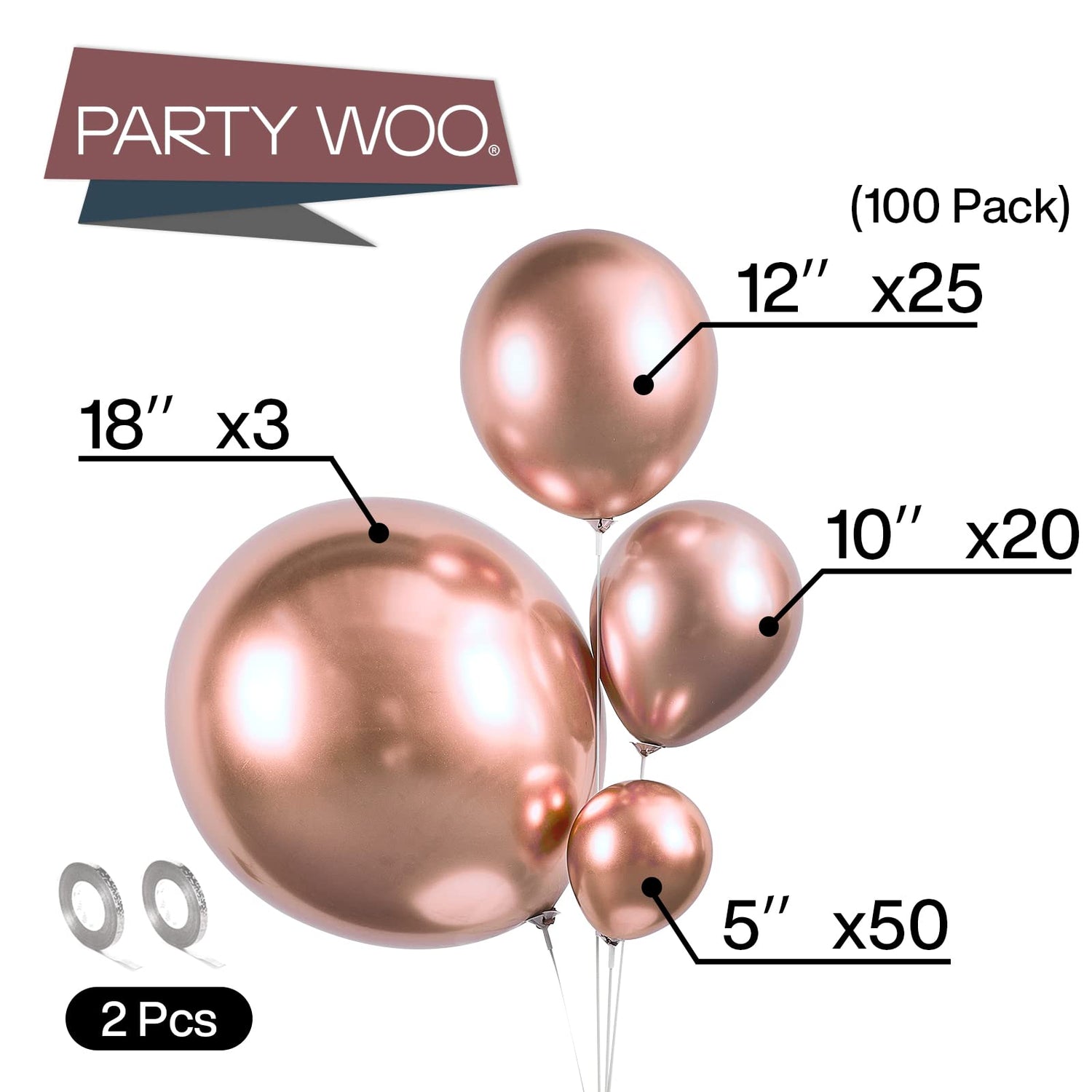 Rose Gold-G107 Metallic Balloons Arch Kit Garland 100pcs (5/10/12/18 inch)