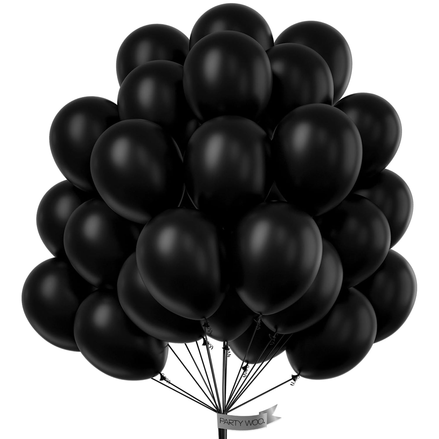 PartyWoo Black Balloons 100 pcs 10 Inch Matte Black Latex Helium Balloons for Graduation Halloween New Year Anniversary Birthday Retirement Party Decorations Black-Y18
